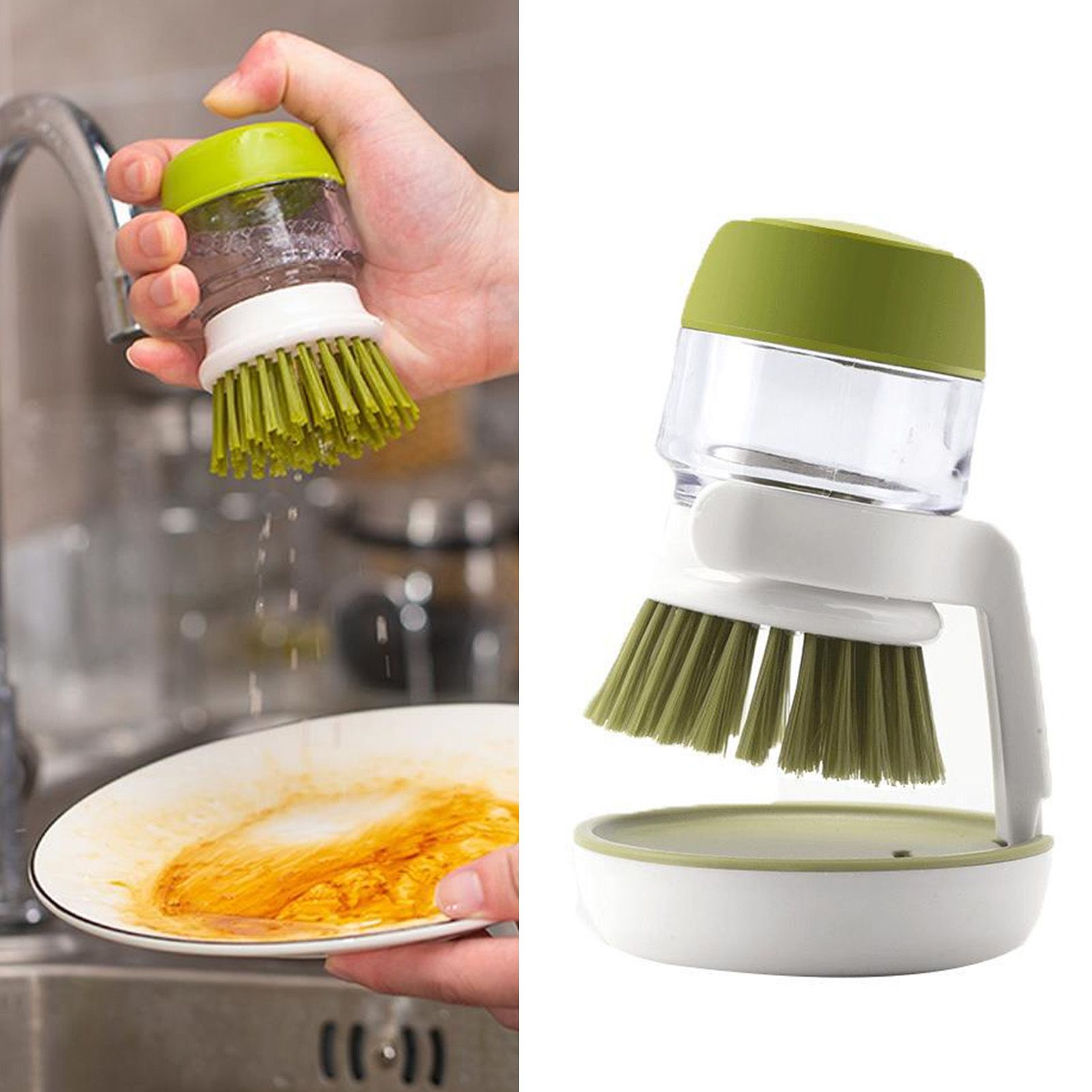 Soap Dispenser Brush Portable Soap Dispensing Palm Brush Storage Set with Drip view 6