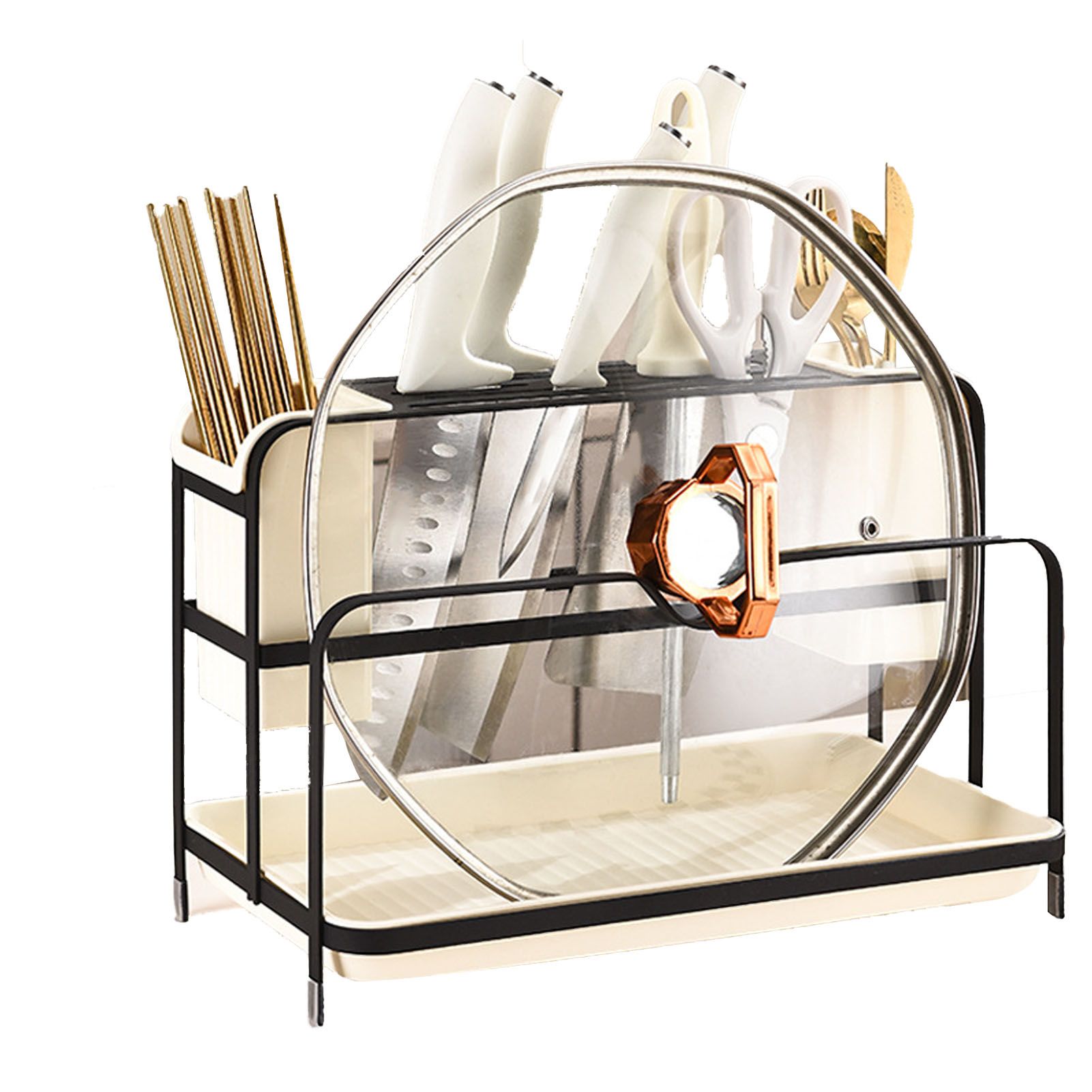 Chopsticks Draining Rack Multifunctional Carbon Steel and PP Kitchen Counter view 4