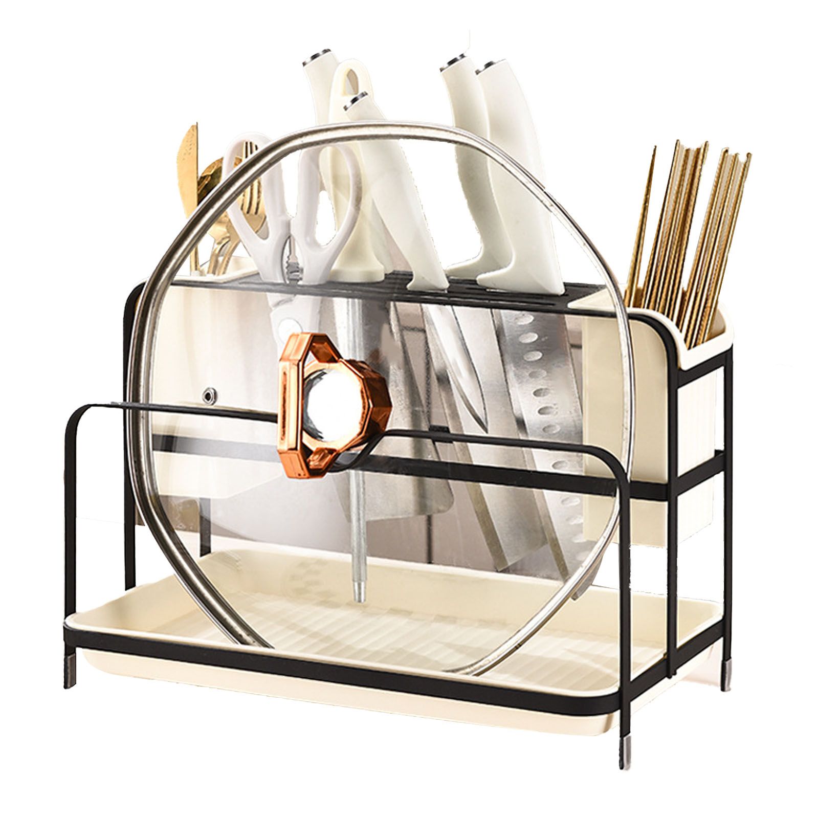 Chopsticks Draining Rack Multifunctional Carbon Steel and PP Kitchen Counter view 6