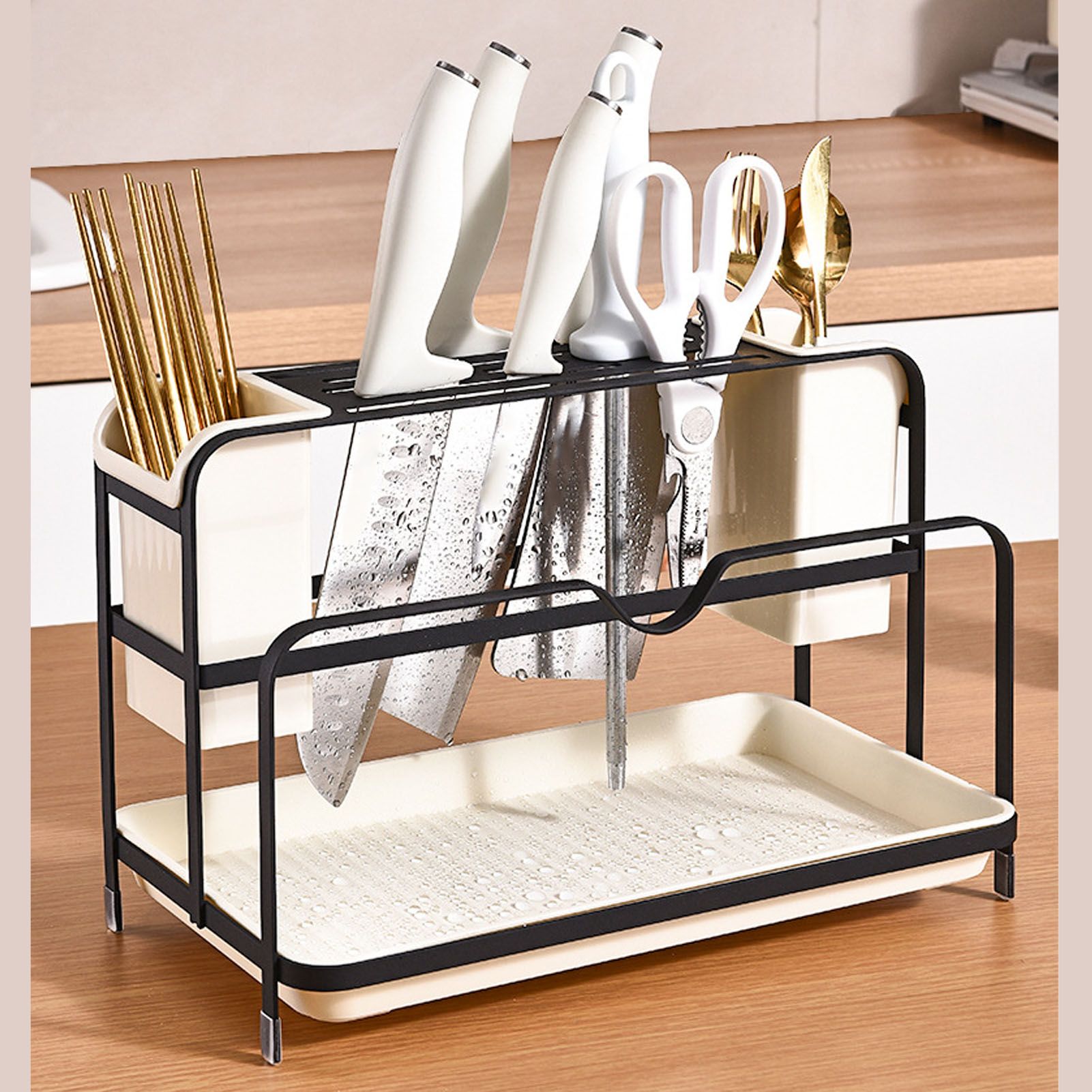 Chopsticks Draining Rack Multifunctional Carbon Steel and PP Kitchen Counter view 9