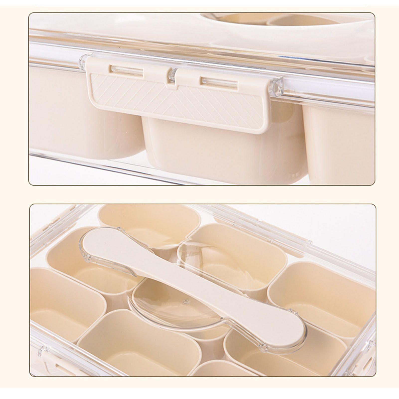 Divided Serving Tray with Lid Sealing Damp Proof Portable Spice Container view 2
