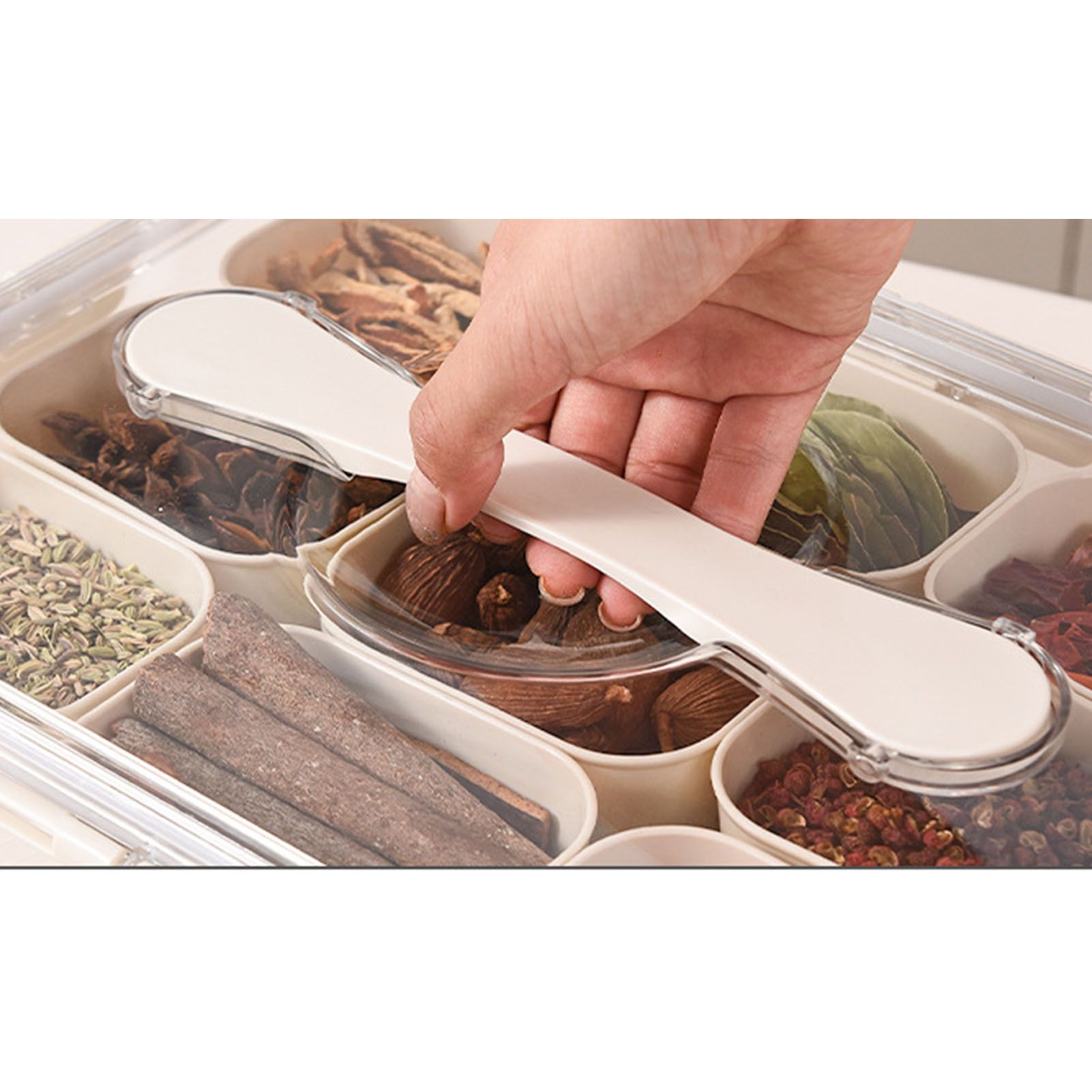 Divided Serving Tray with Lid Sealing Damp Proof Portable Spice Container view 5