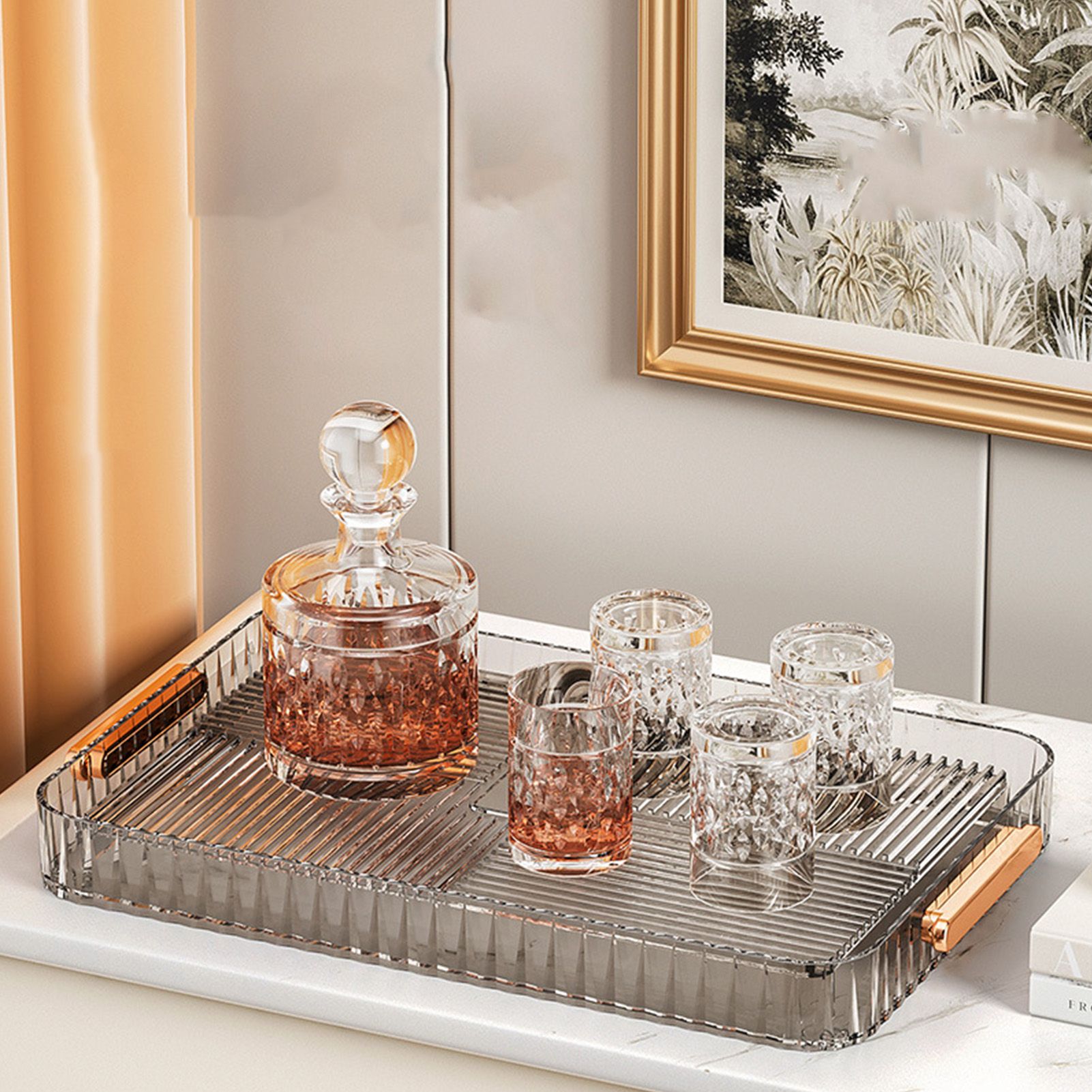 Drainage Tea Tray Plastic Multipurpose Large Capacity Transparent Tea Serving view 9