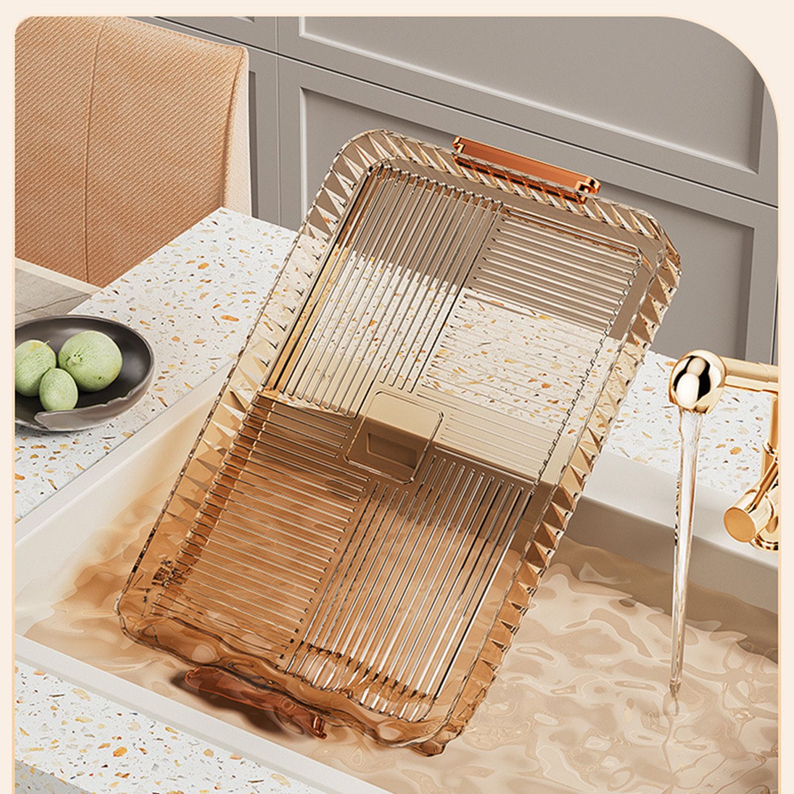 Drainage Tea Tray Plastic Multipurpose Large Capacity Transparent Tea Serving view 10
