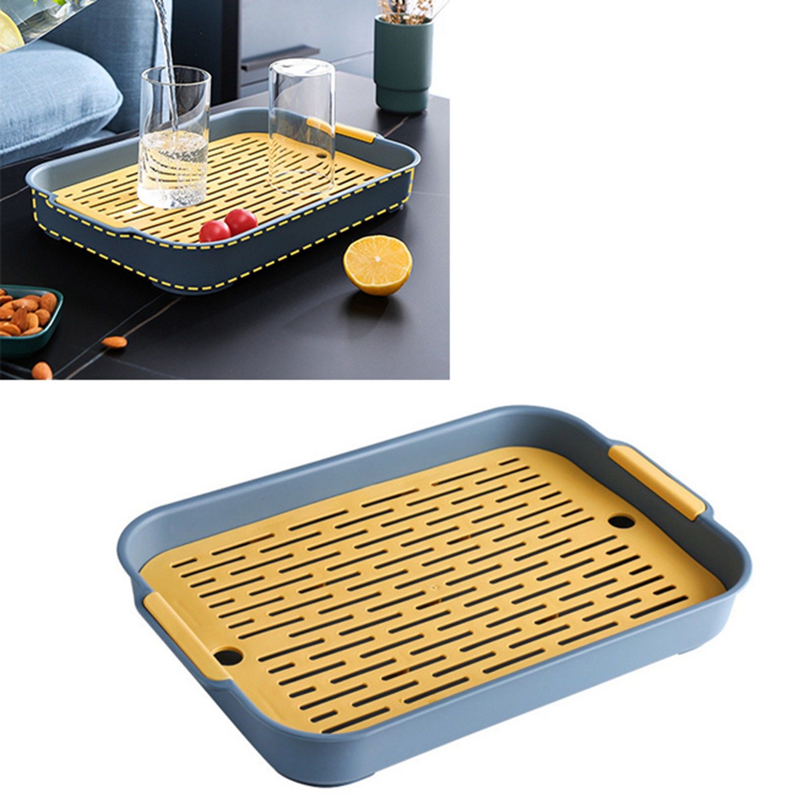 Double Layer Drain Tray Dish Drainer Drying Rack Plastic Tea Tray for Cup Bowl view 3