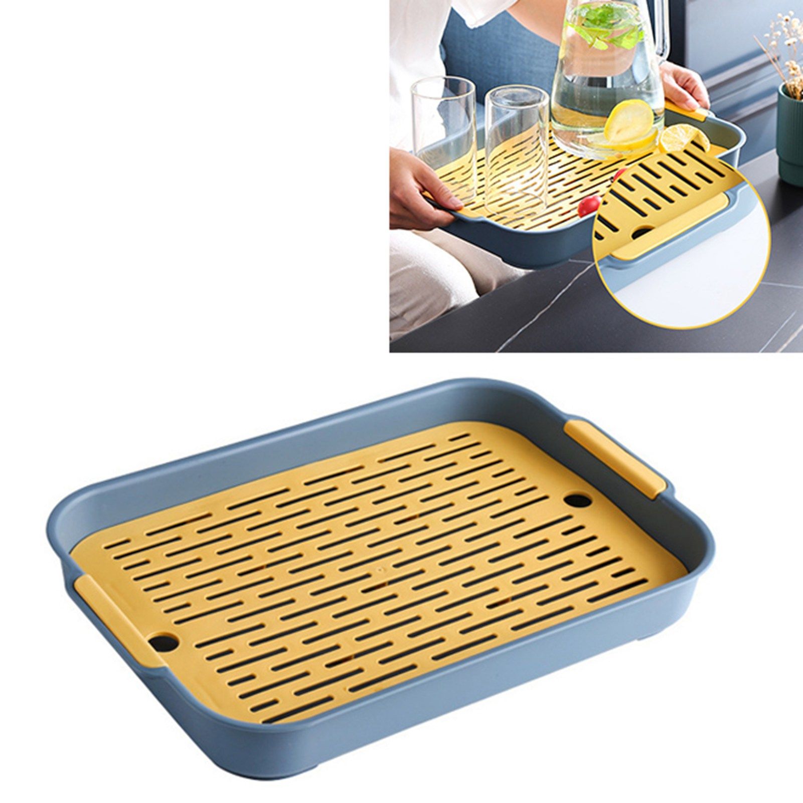 Double Layer Drain Tray Dish Drainer Drying Rack Plastic Tea Tray for Cup Bowl view 4