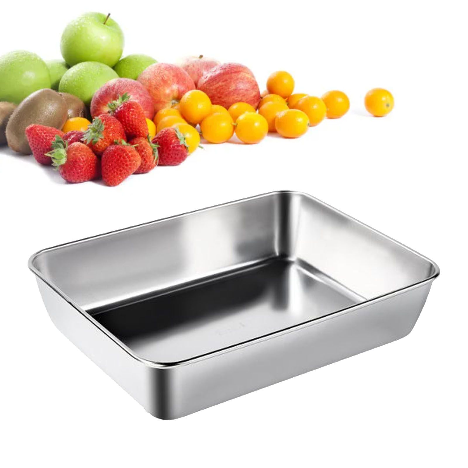 304 Stainless Steel Tray Dish Plate Rectangle Food Storage Container for Fruit view 8