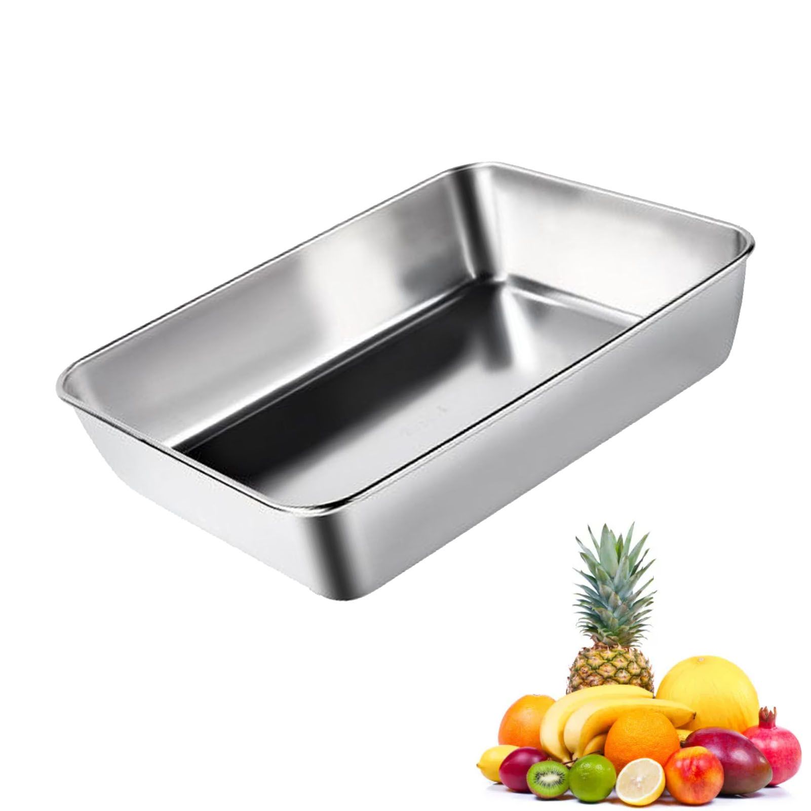 304 Stainless Steel Tray Dish Plate Rectangle Food Storage Container for Fruit view 9