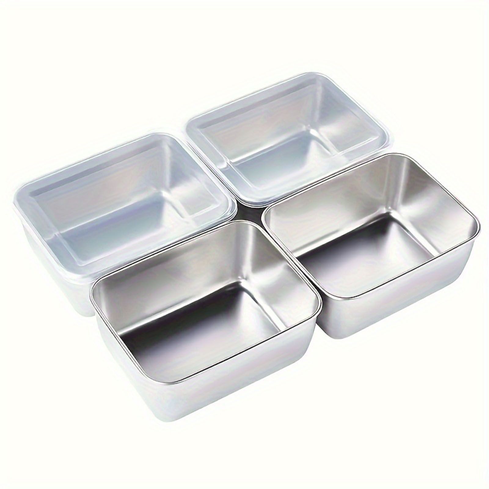 Food Storage Container with Lid 304 Stainless Steel Square Lunch Container for view 9