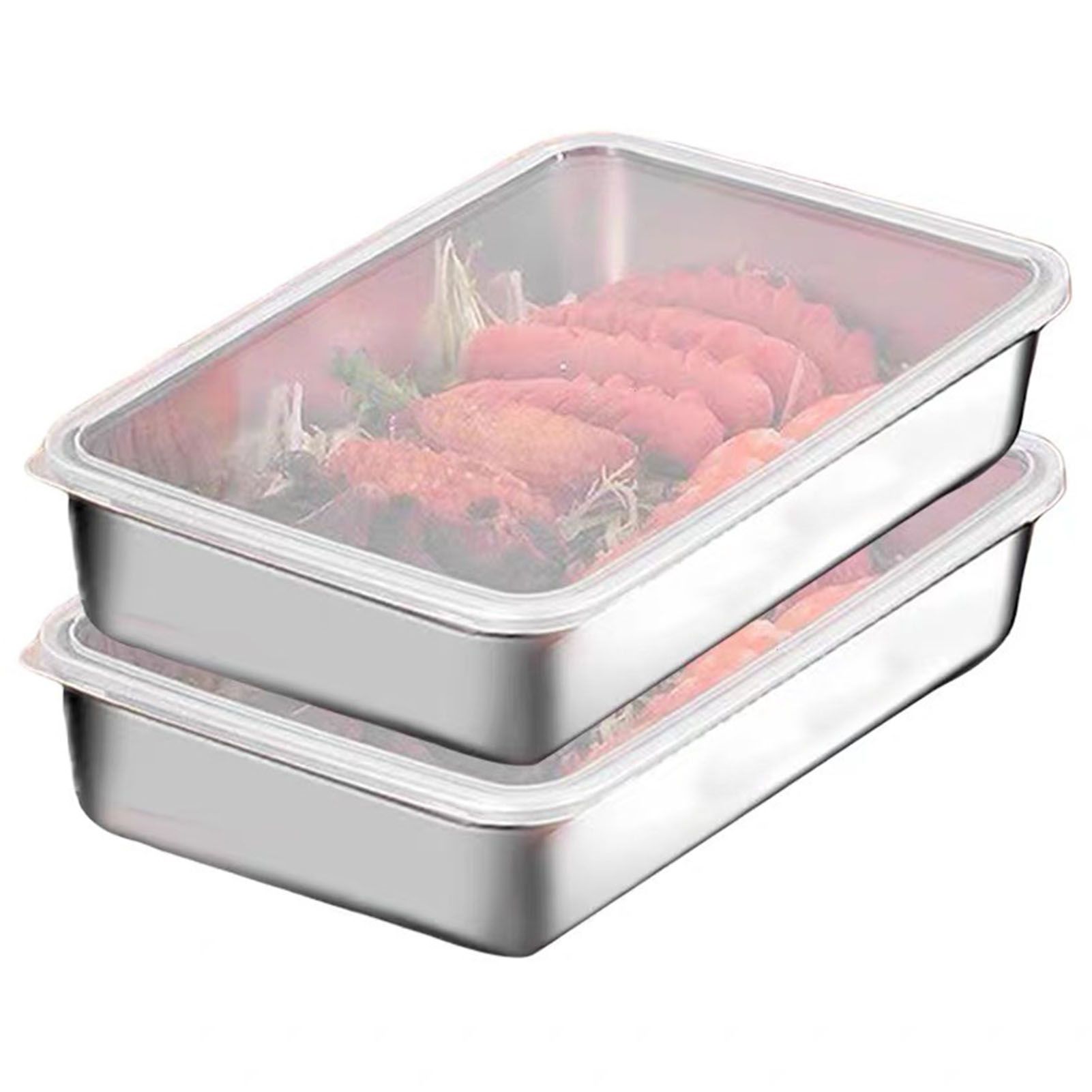 Food Storage Container with Lid 304 Stainless Steel Square Lunch Container for view 8