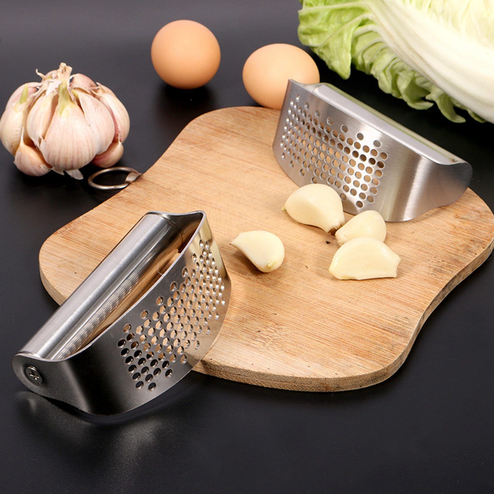 Garlic Press Rocker Efficient Stainless Steel Garlic Ginger Crusher for Smash view 6