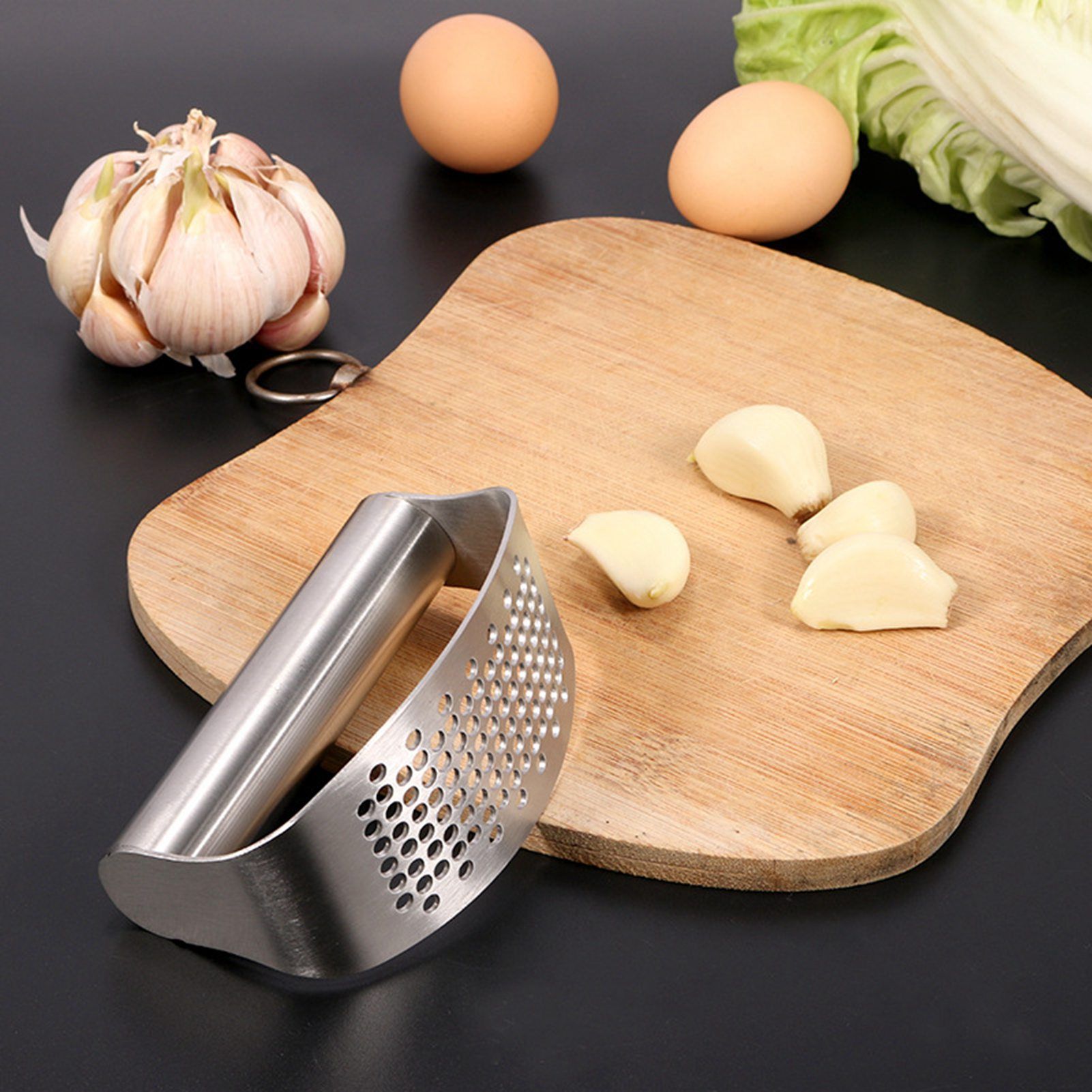 Garlic Press Rocker Efficient Stainless Steel Garlic Ginger Crusher for Smash view 7