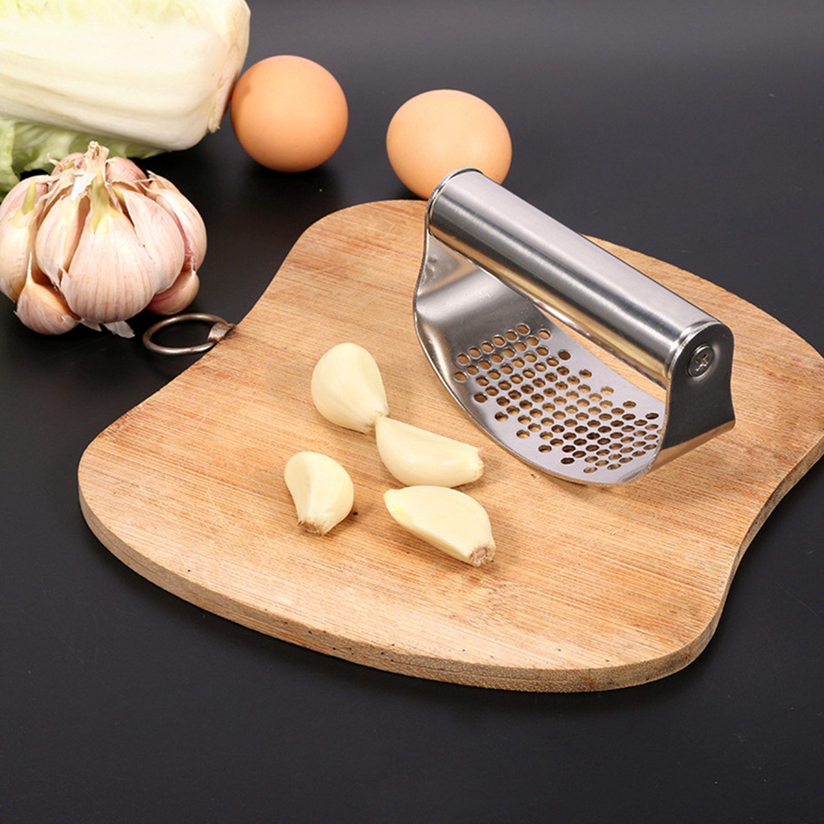 Garlic Press Rocker Efficient Stainless Steel Garlic Ginger Crusher for Smash view 8