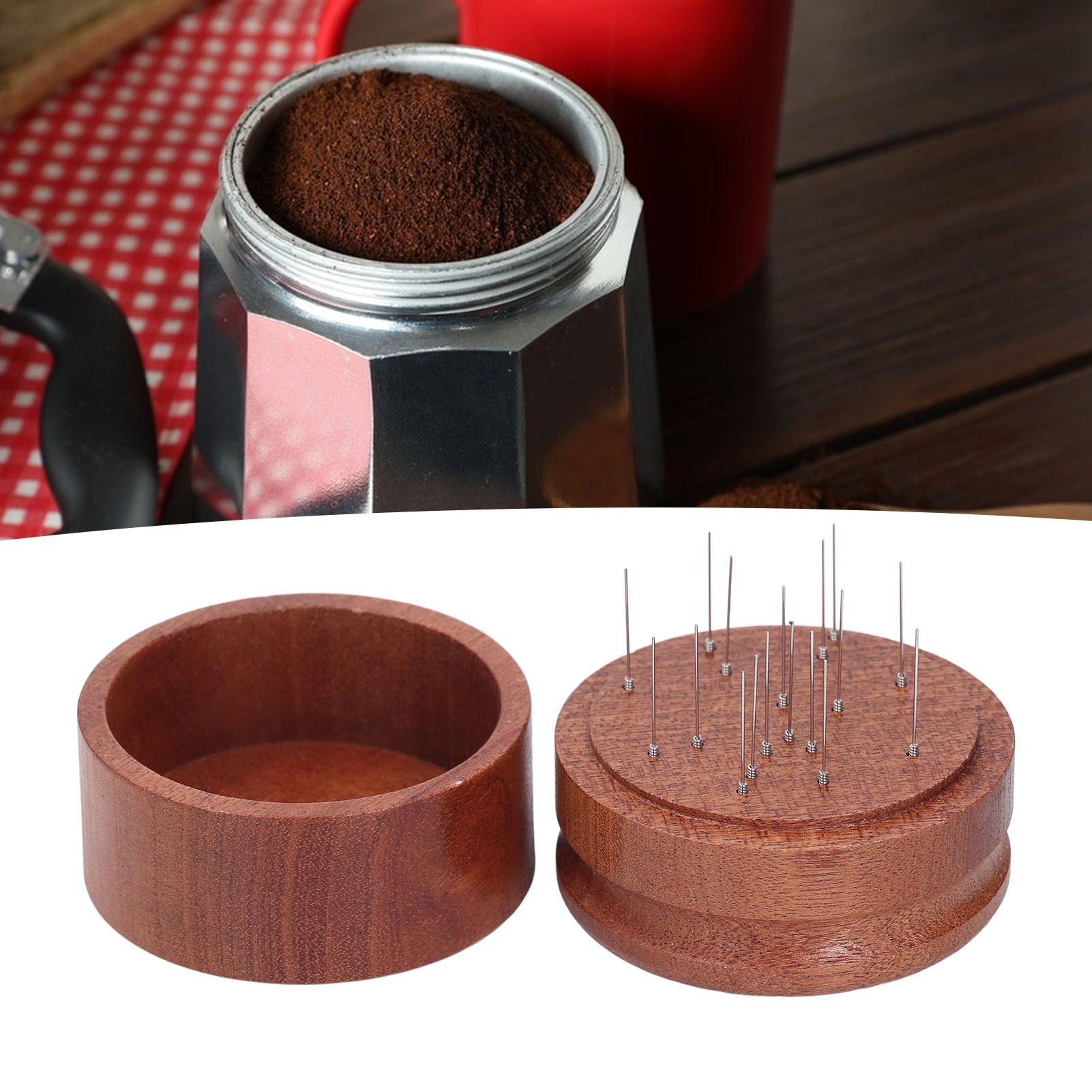 Coffee Needle Distributor Shabili Wood Time Labor Saving Wooden Grind Tamper view 12