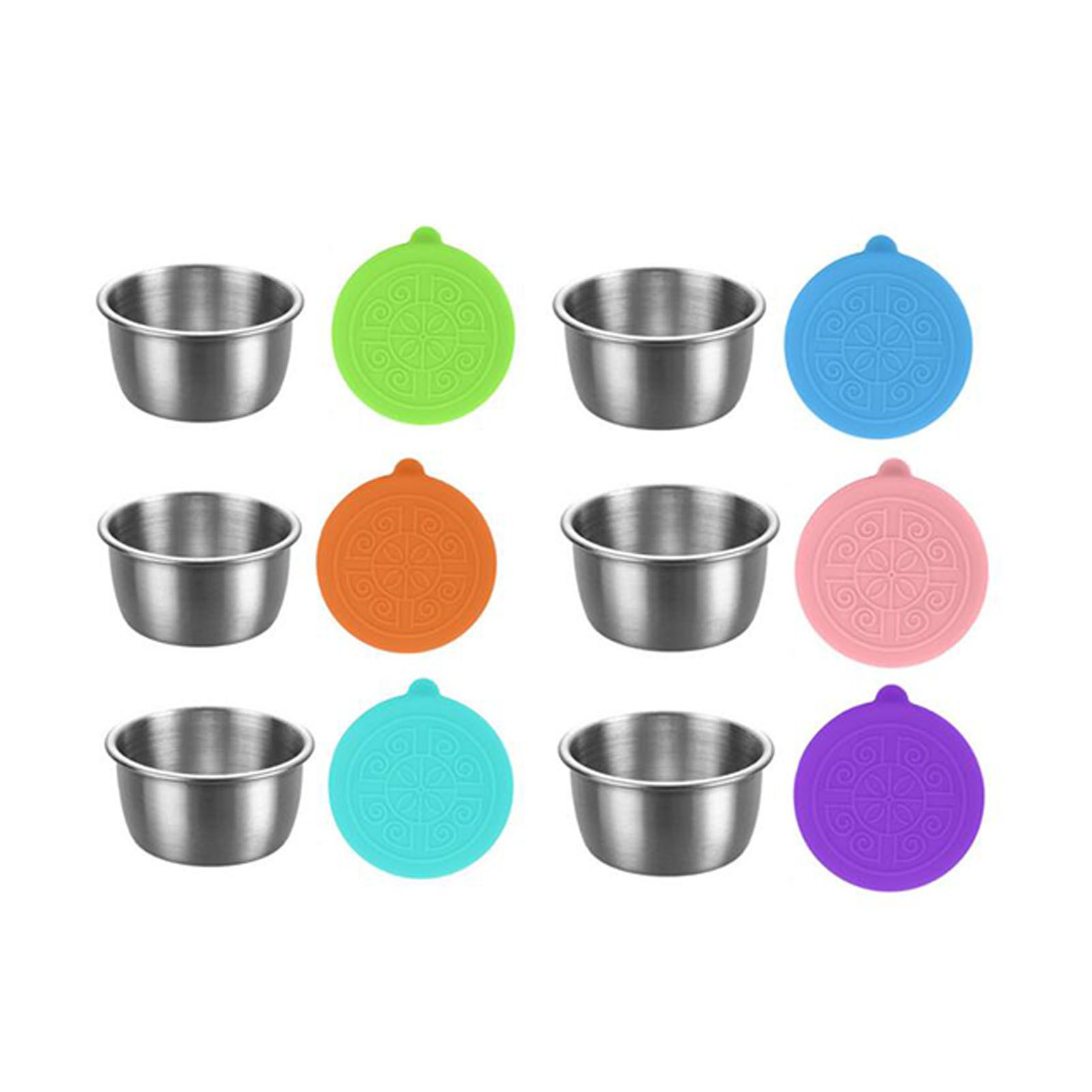 6pcs Salad Dressing Container with 6pcs Leakproof Silicone Lid 304 Stainless view 2