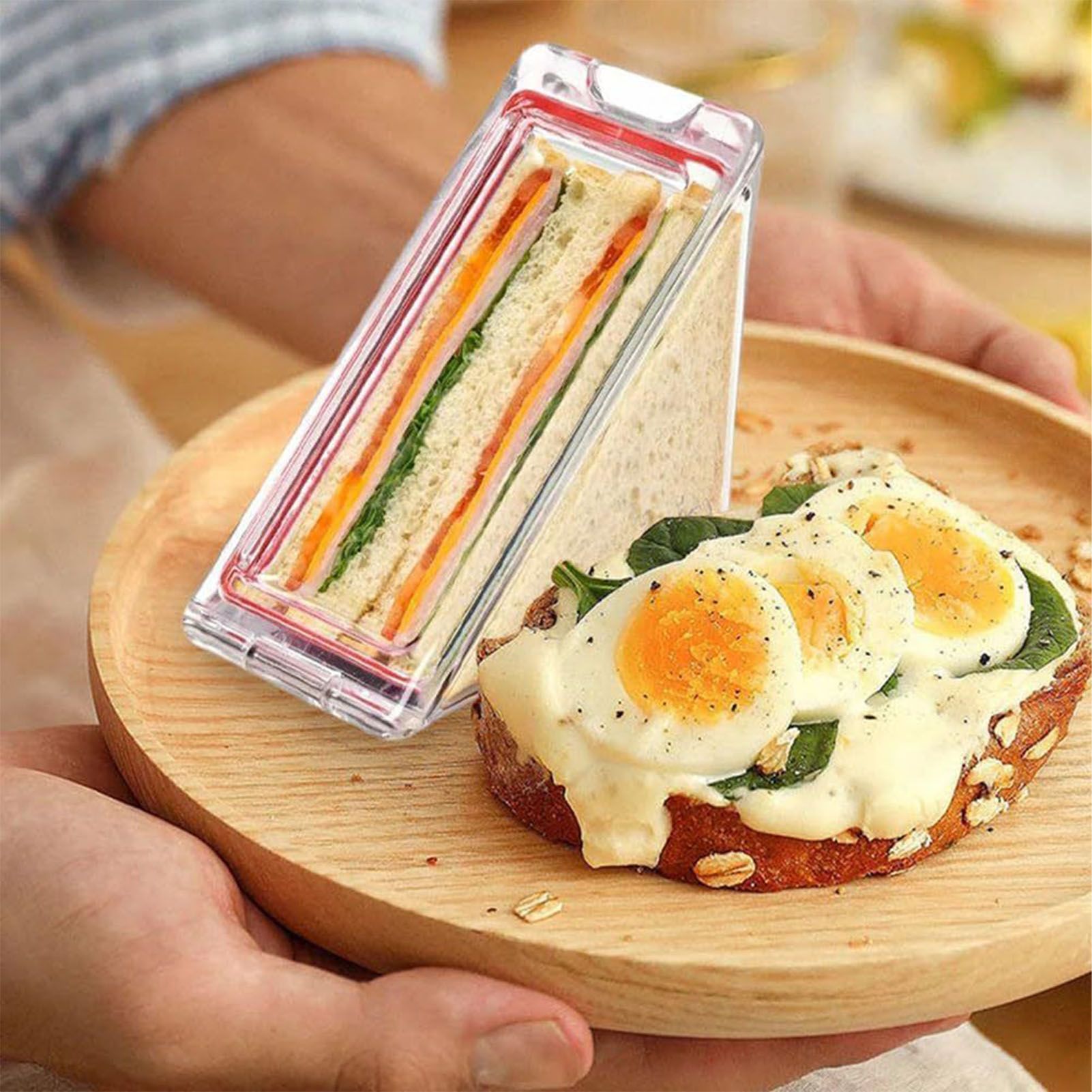 2PCS Triangle Sandwich Container Transparent Washable Multifunctional Sandwich view 8