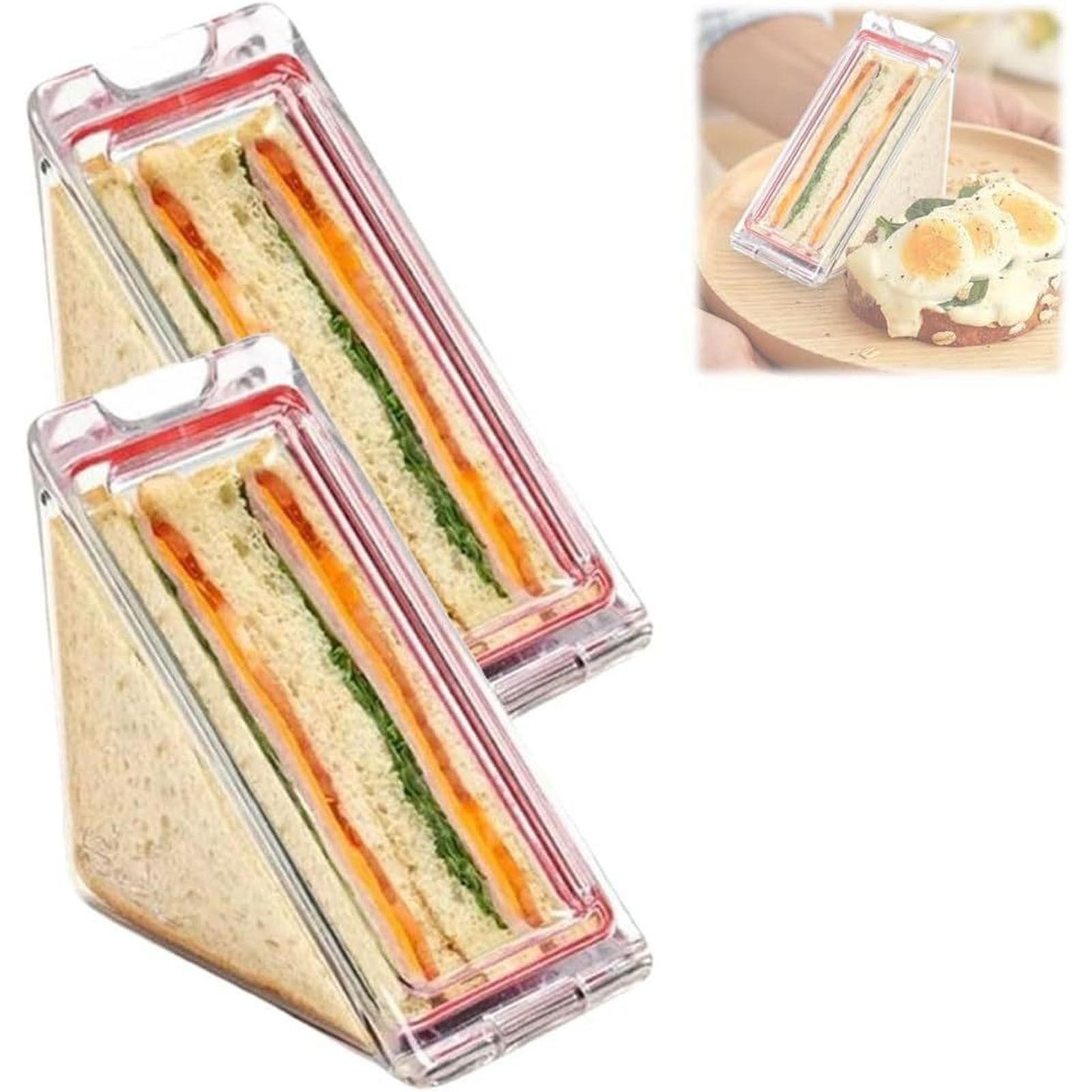 2PCS Triangle Sandwich Container Transparent Washable Multifunctional Sandwich view 9