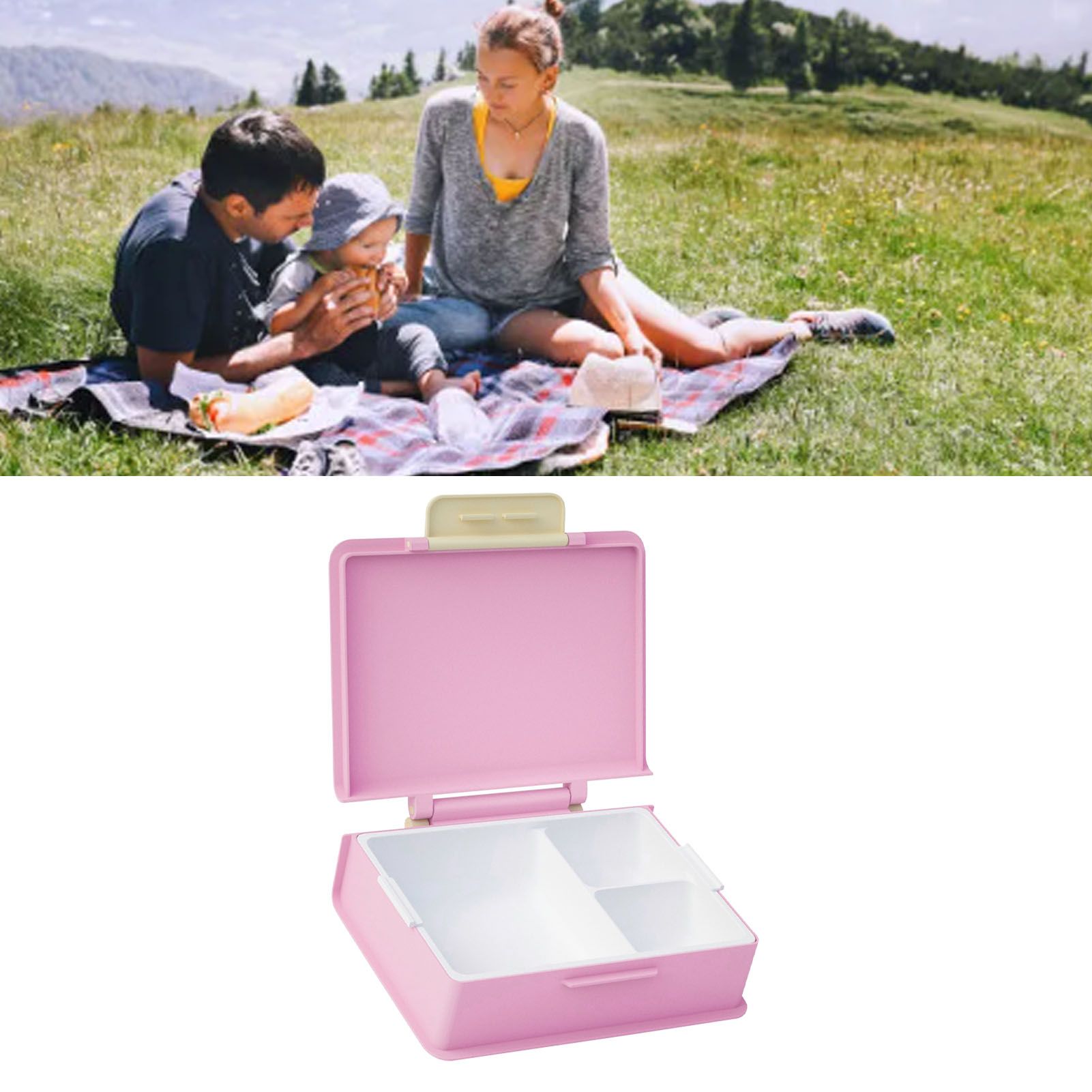 Kids Lunch Box 3 Compartments Large Capacity Cute Insulated Lunch Container view 8