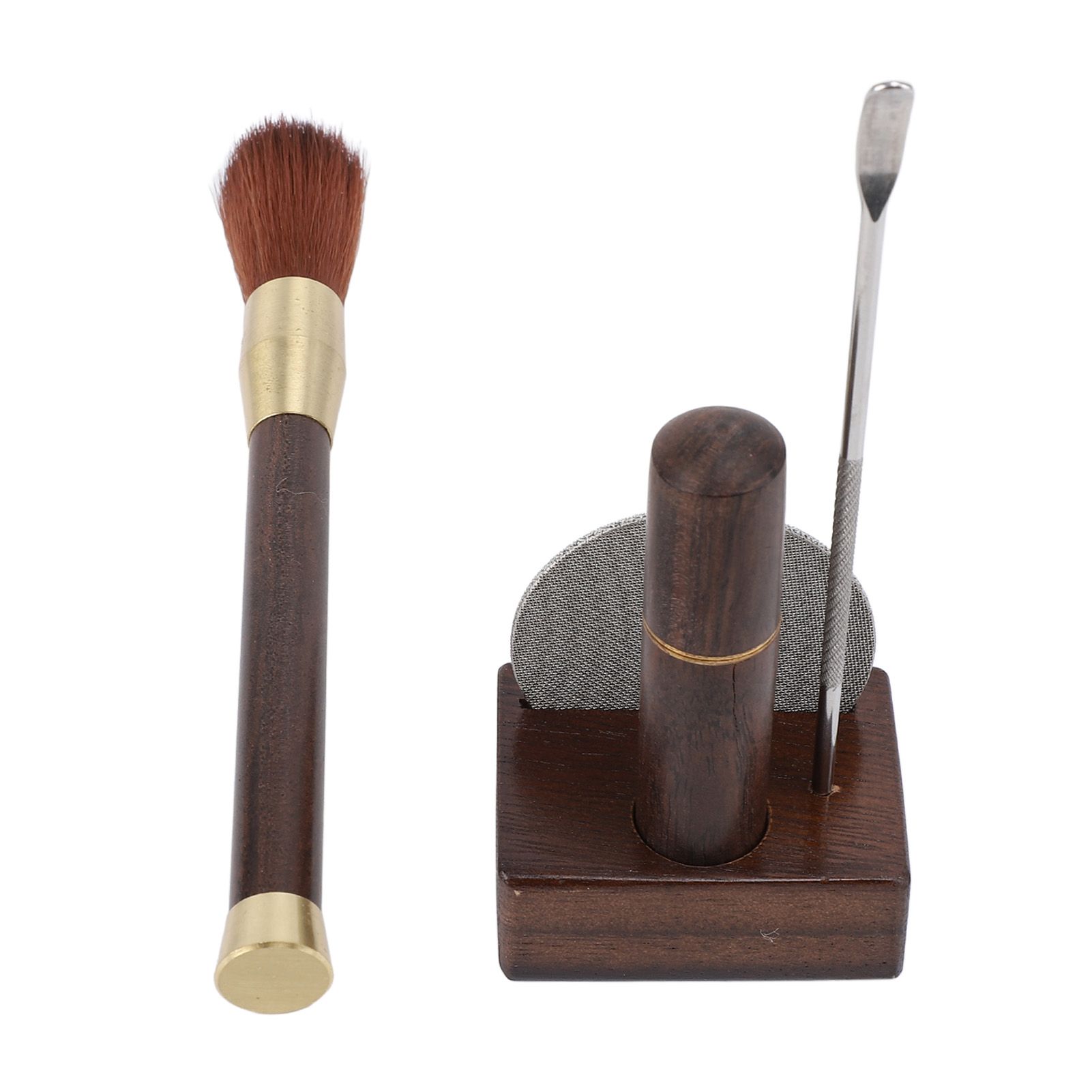 Coffee Powder Distributor Kit Stainless Steel Needle Wood Handle Brush Coffee view 4