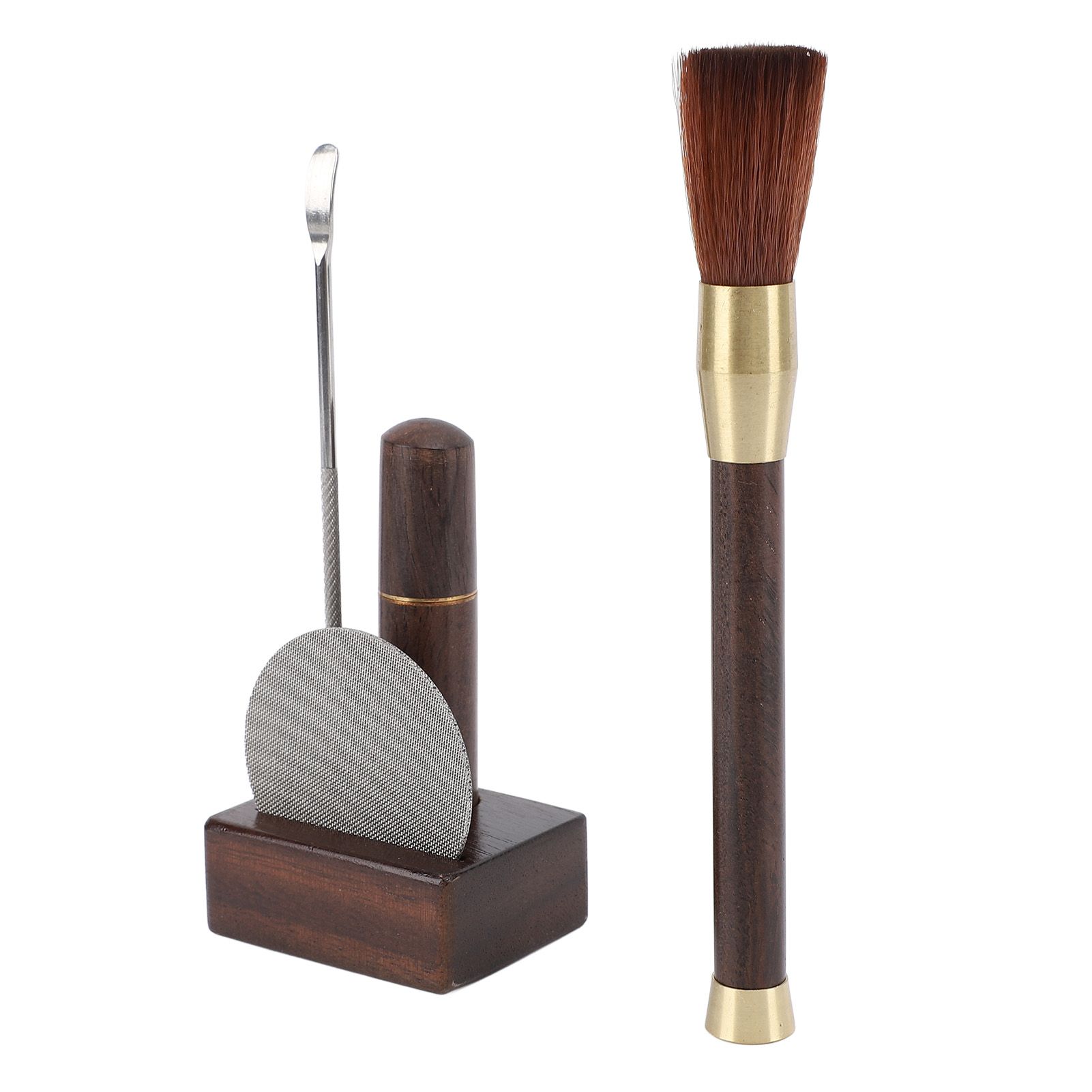 Coffee Powder Distributor Kit Stainless Steel Needle Wood Handle Brush Coffee view 8