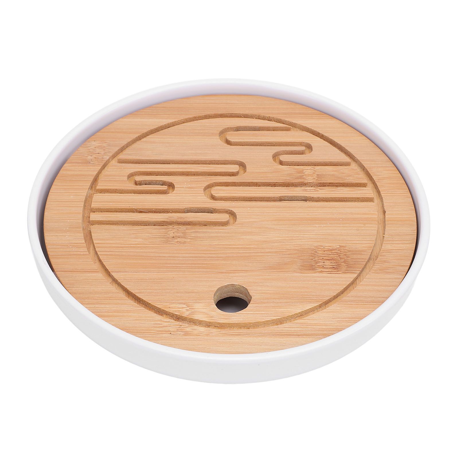Round Tea Tray Simple Compact Chinese Kung Fu Wooden Water Storage Drainage view 3