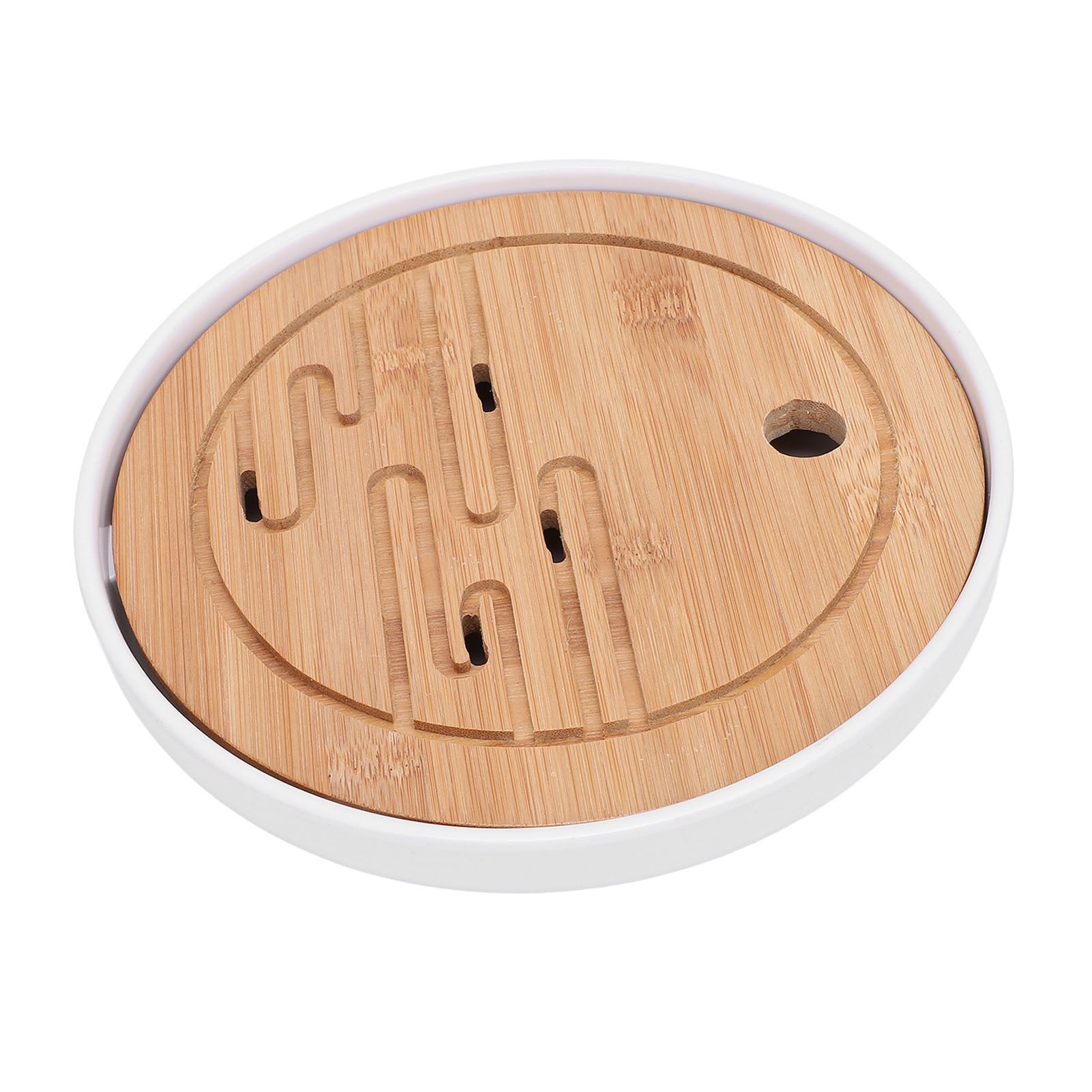 Round Tea Tray Simple Compact Chinese Kung Fu Wooden Water Storage Drainage view 6