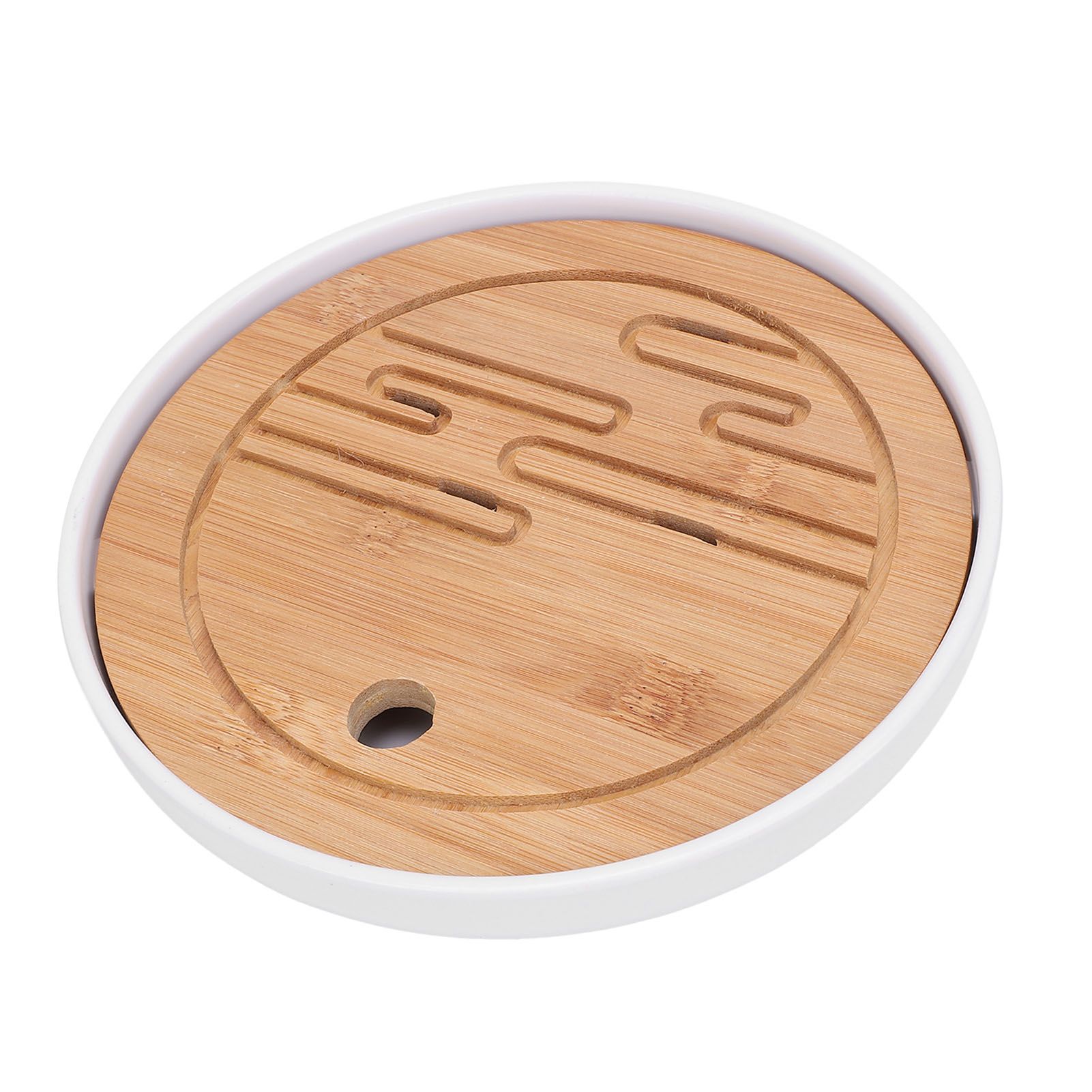 Round Tea Tray Simple Compact Chinese Kung Fu Wooden Water Storage Drainage view 8