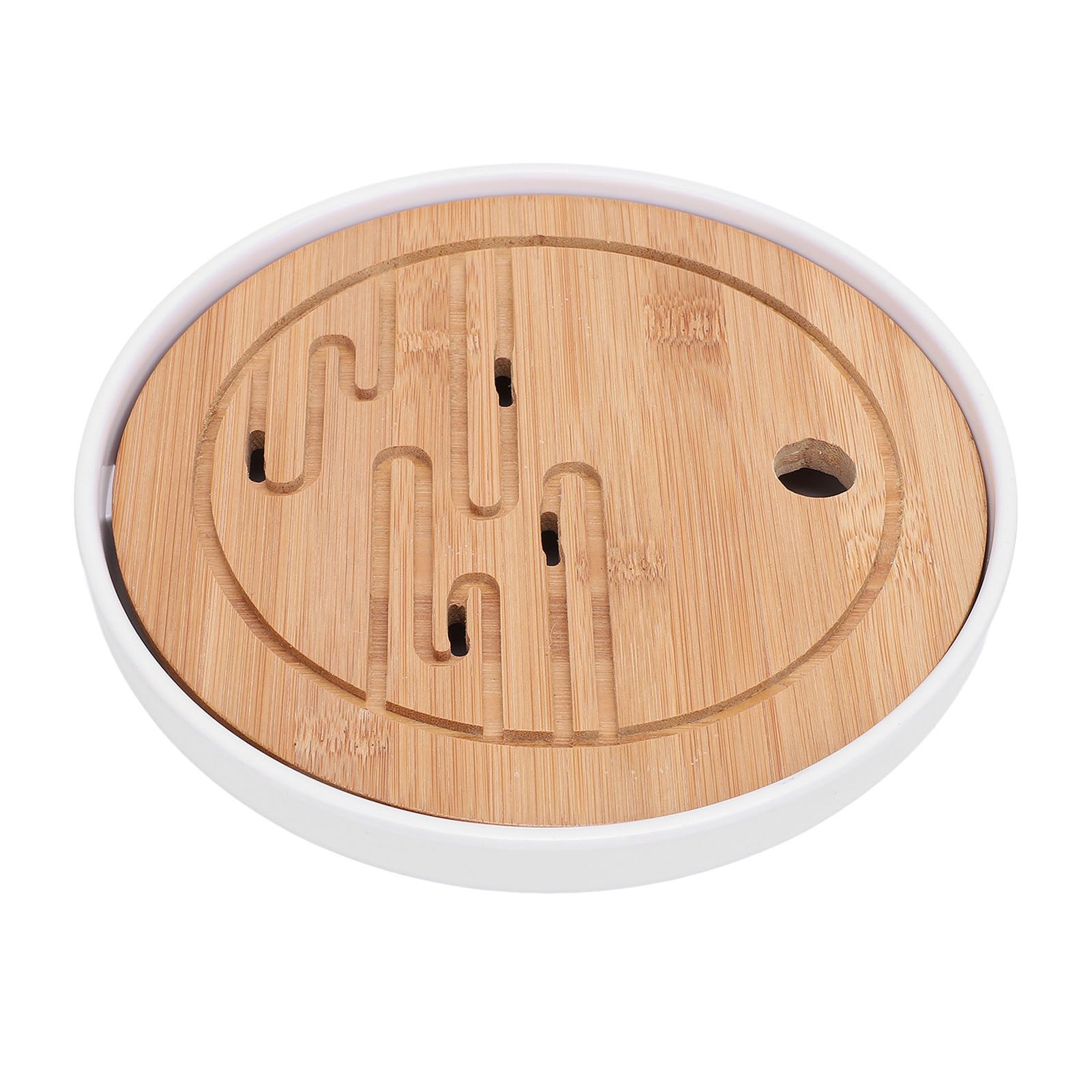 Round Tea Tray Simple Compact Chinese Kung Fu Wooden Water Storage Drainage view 10