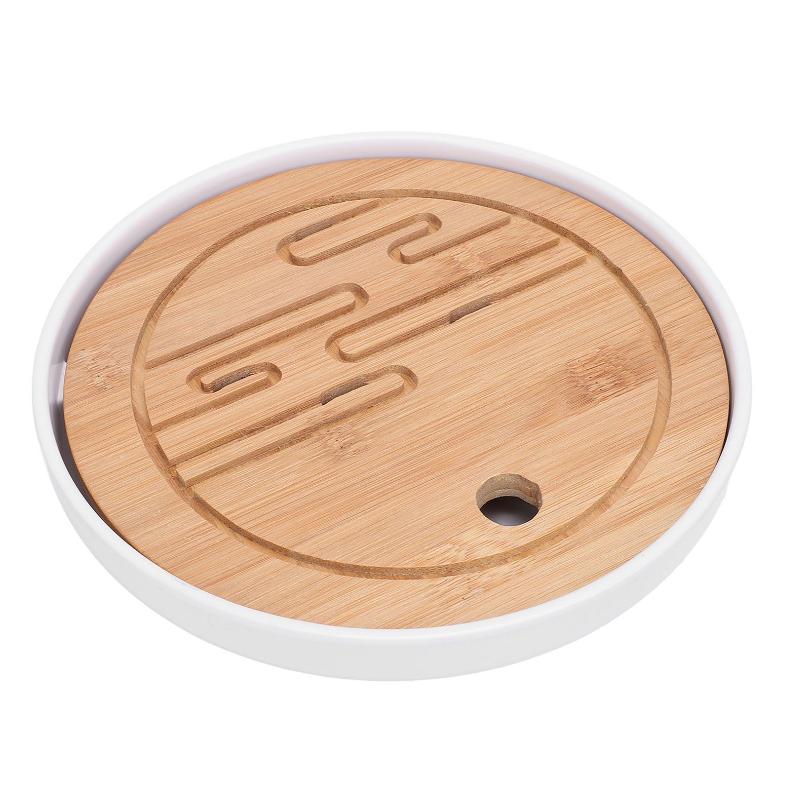 Round Tea Tray Simple Compact Chinese Kung Fu Wooden Water Storage Drainage view 11