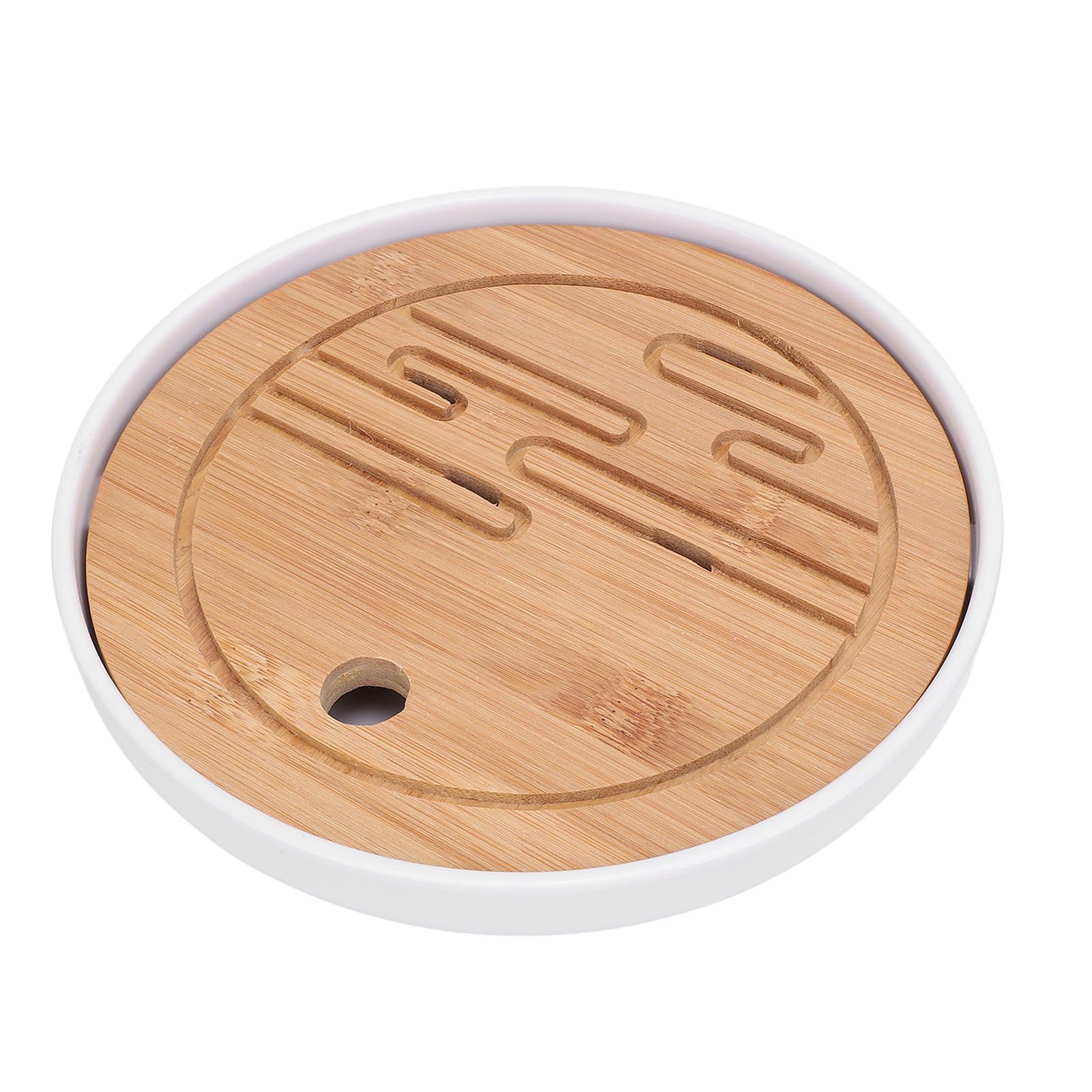 Round Tea Tray Simple Compact Chinese Kung Fu Wooden Water Storage Drainage view 12