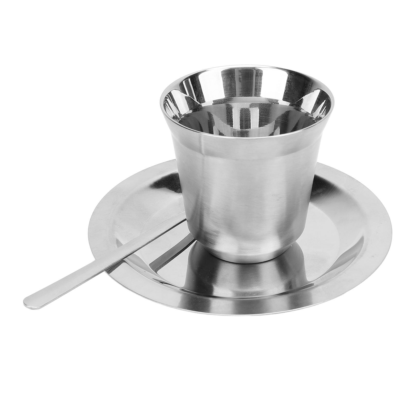 Coffee Cup Set with Saucer Spoon 80ml Double Wall Insulated 304 Stainless view 9