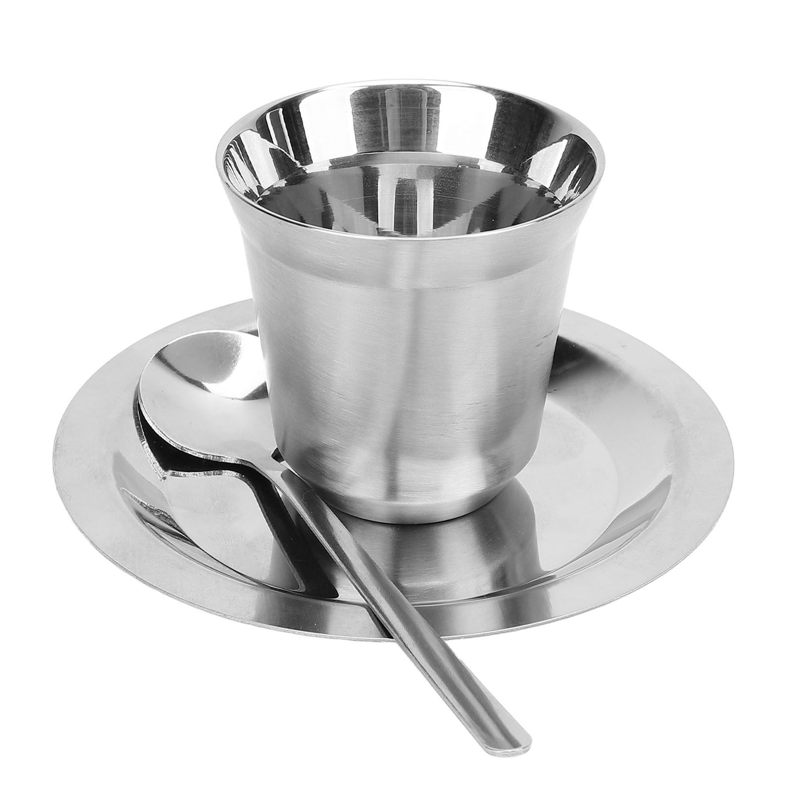 Coffee Cup Set with Saucer Spoon 80ml Double Wall Insulated 304 Stainless view 10