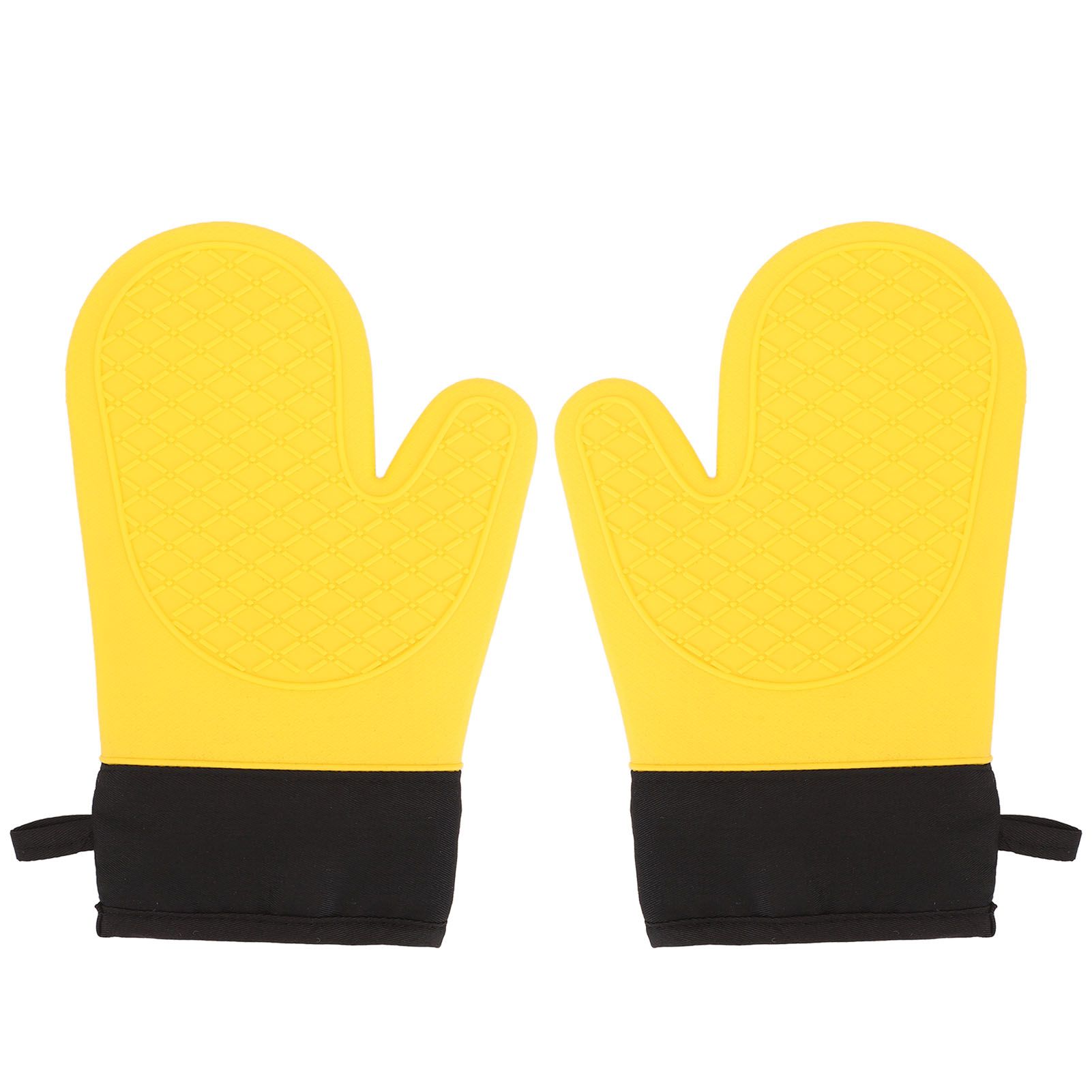 2Pcs Oven Gloves Silicone Heat Resistant Water Proof Thickened Ribbed Oven view 3