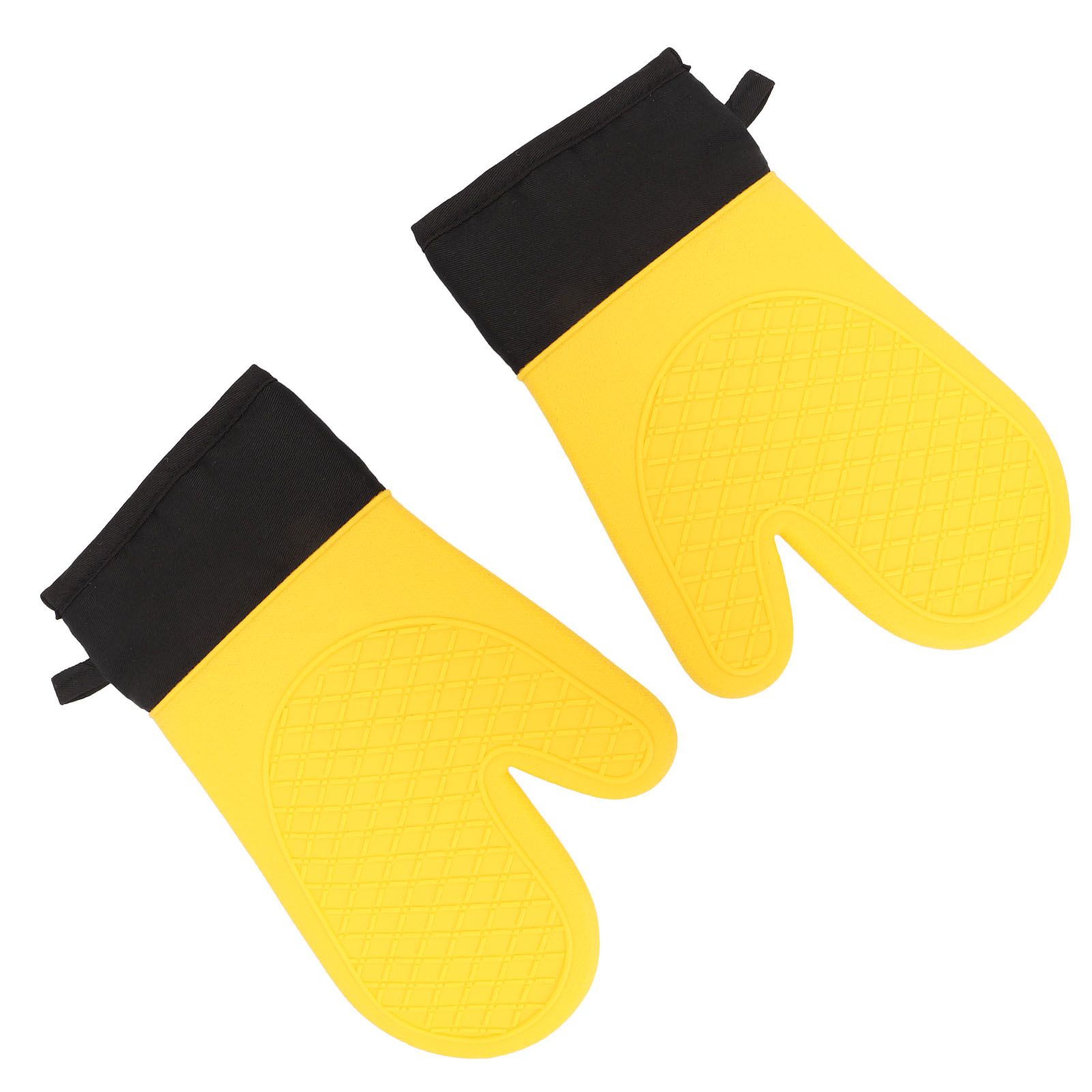 2Pcs Oven Gloves Silicone Heat Resistant Water Proof Thickened Ribbed Oven view 4
