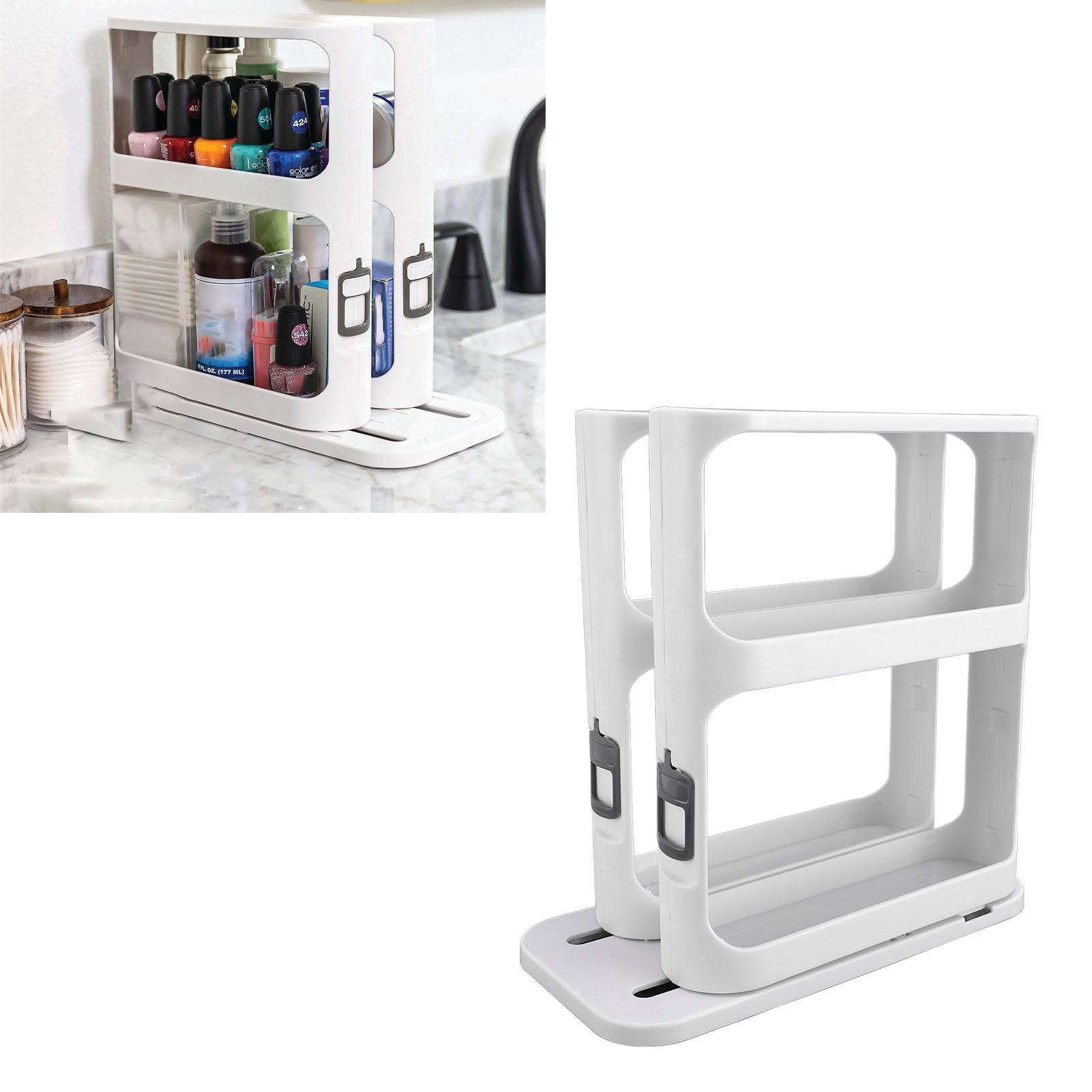 Pull Out Rotate Spice Rack 2 Tier Multipurpose Vertical Seasoning Organizer view 11
