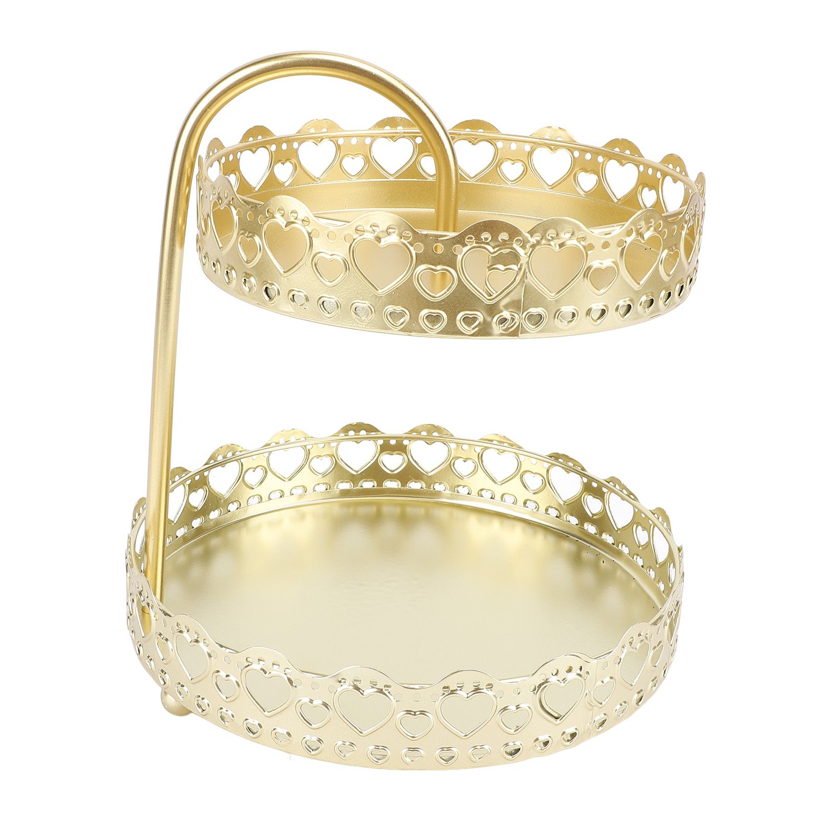 2 Tiered Tray Stand Iron Snack Nuts Cake Fruit Display Basket Bowl Decoration view 9