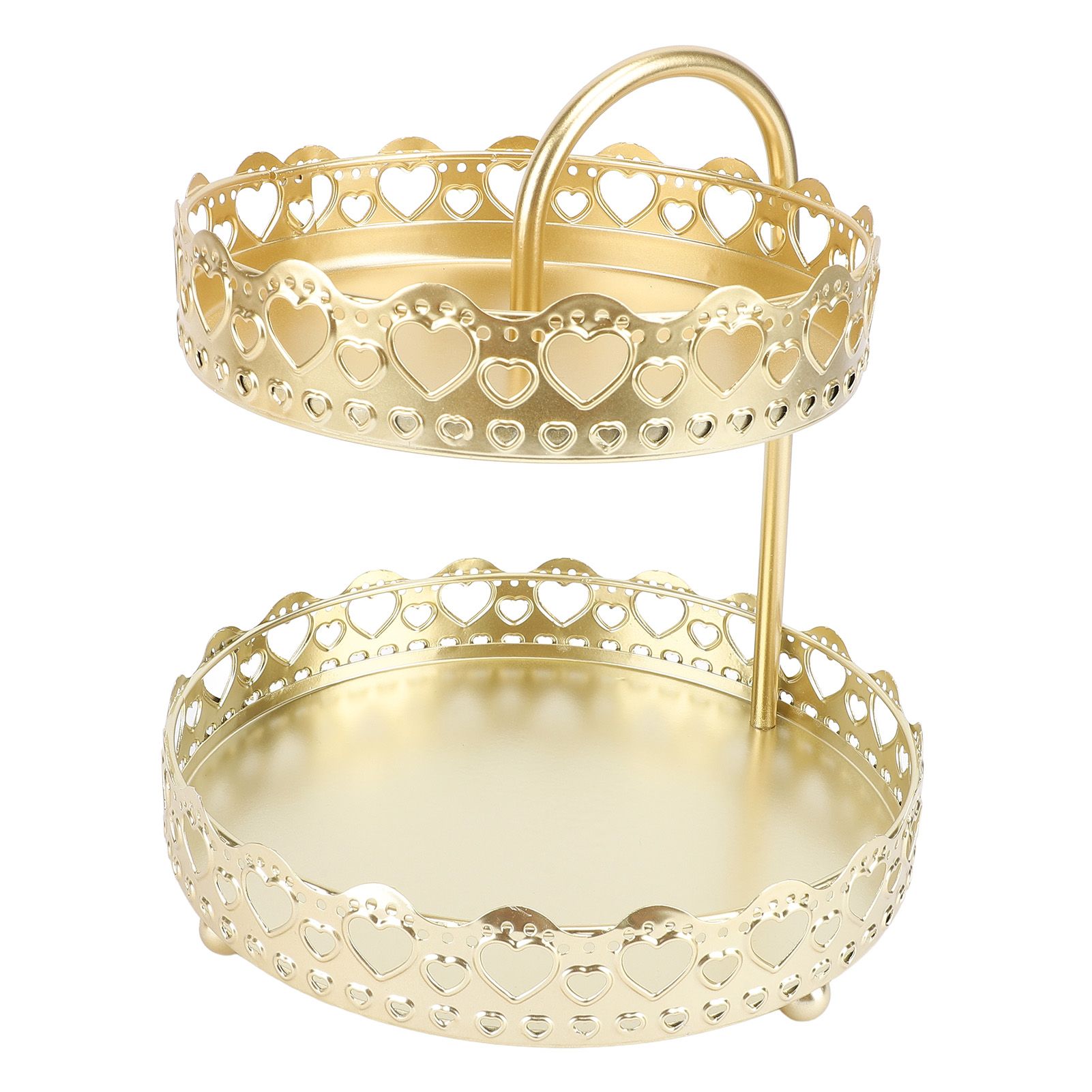 2 Tiered Tray Stand Iron Snack Nuts Cake Fruit Display Basket Bowl Decoration view 11