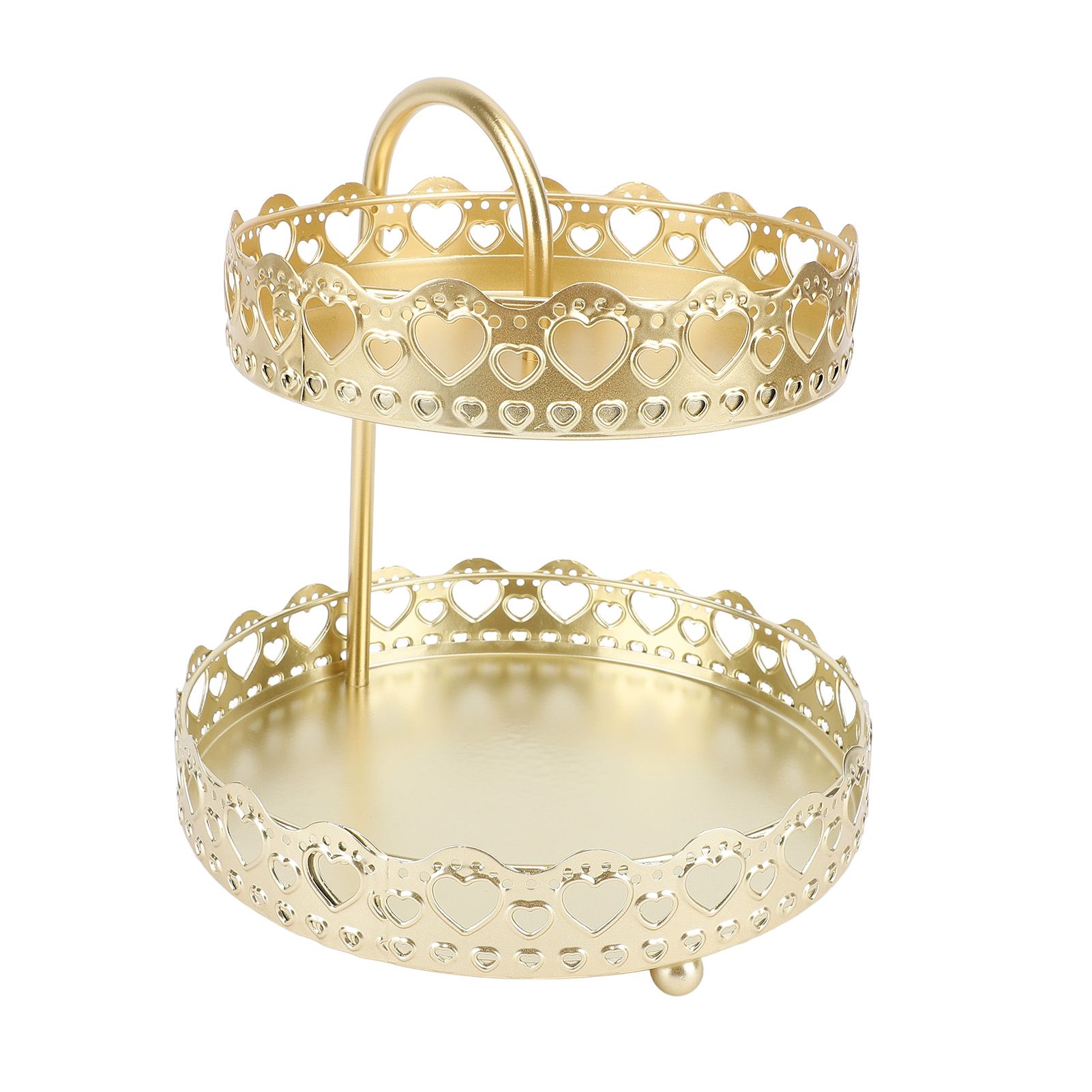 2 Tiered Tray Stand Iron Snack Nuts Cake Fruit Display Basket Bowl Decoration view 12