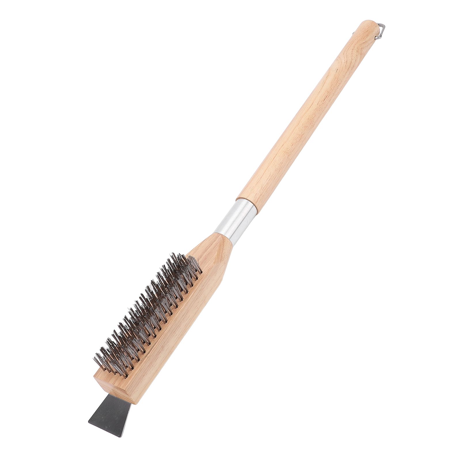 Pizza Oven Brush with Stainless Steel Scraper Steel Bristles Wood Handle Pizza — image 1