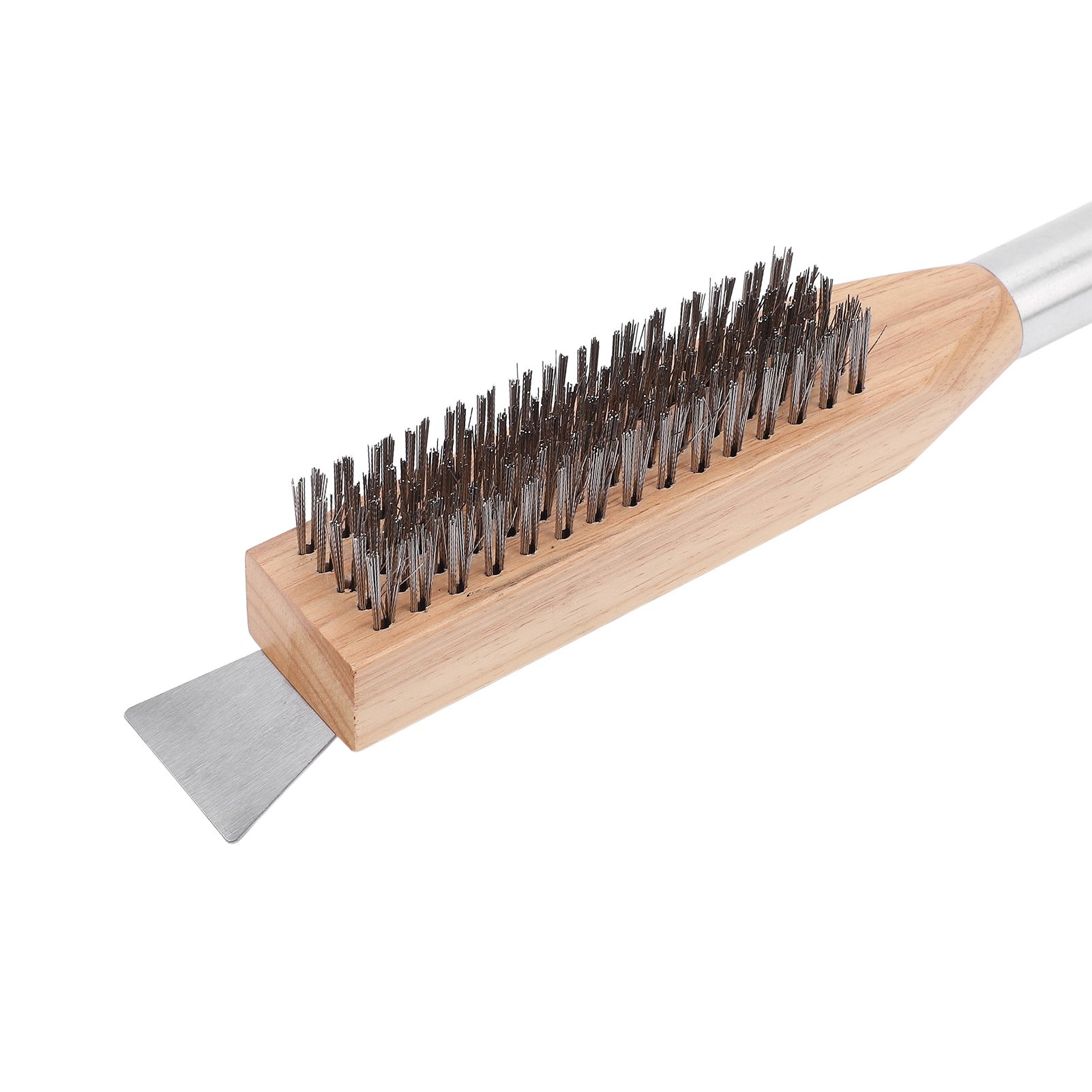Pizza Oven Brush with Stainless Steel Scraper Steel Bristles Wood Handle Pizza view 5