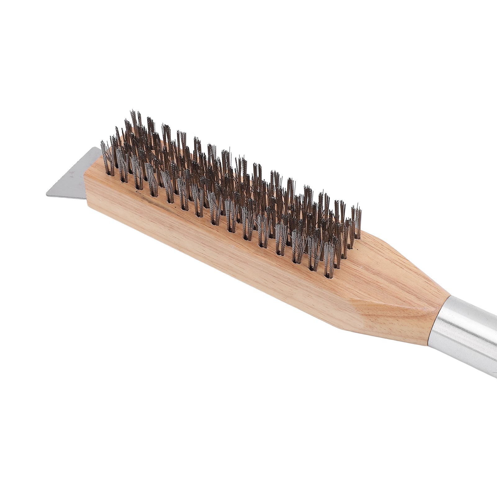 Pizza Oven Brush with Stainless Steel Scraper Steel Bristles Wood Handle Pizza view 7