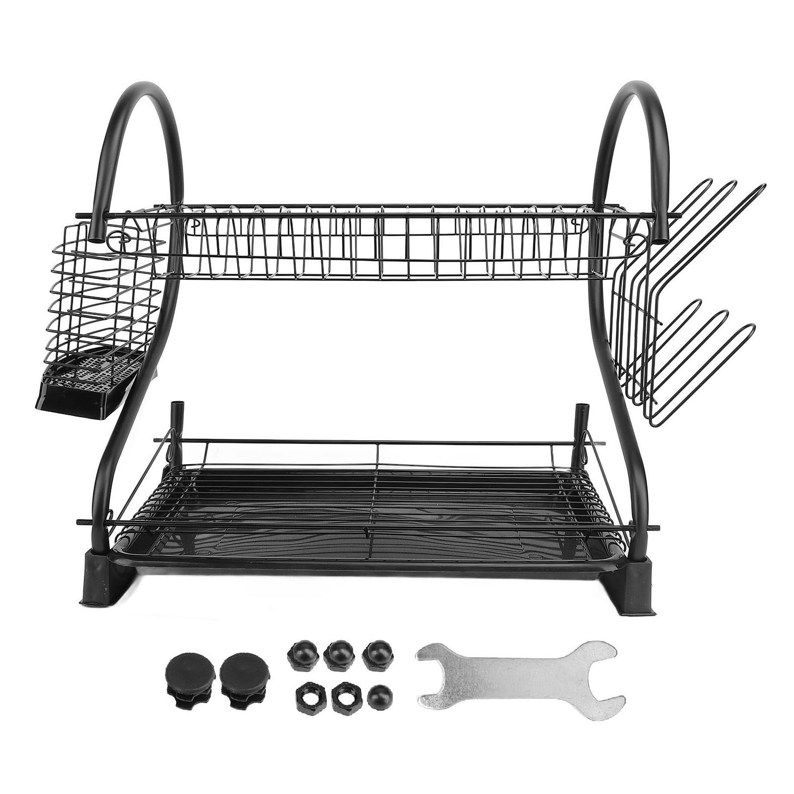 Dish Drying Rack 2 Tier Iron Space Saving Large Capacity Dish Dryer Storage view 3