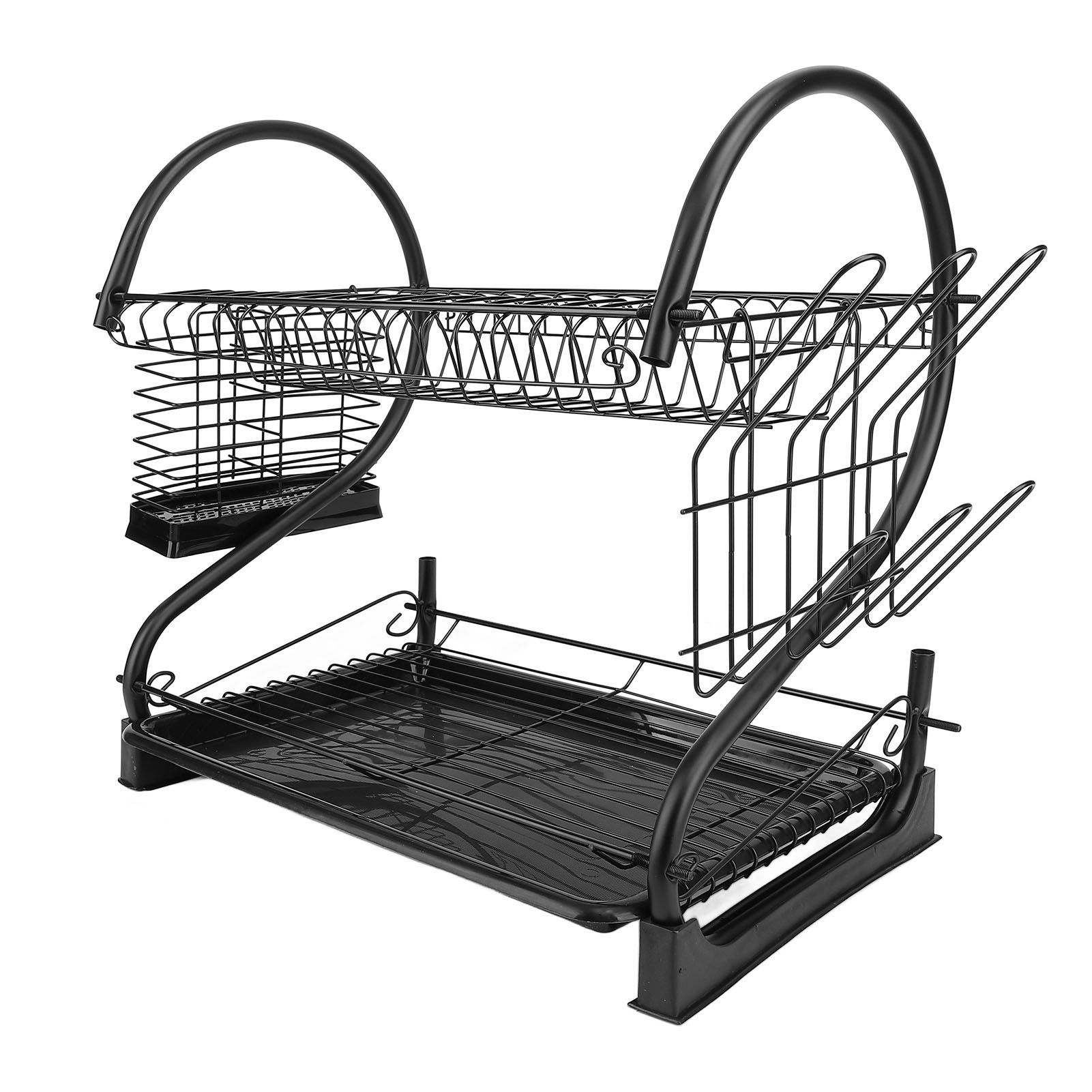 Dish Drying Rack 2 Tier Iron Space Saving Large Capacity Dish Dryer Storage view 4