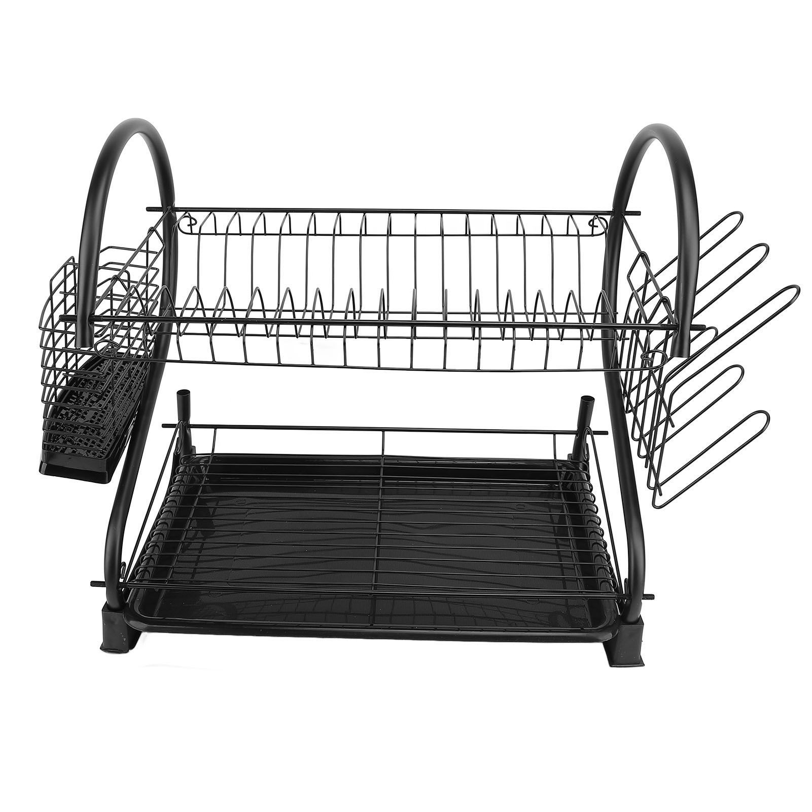 Dish Drying Rack 2 Tier Iron Space Saving Large Capacity Dish Dryer Storage view 6