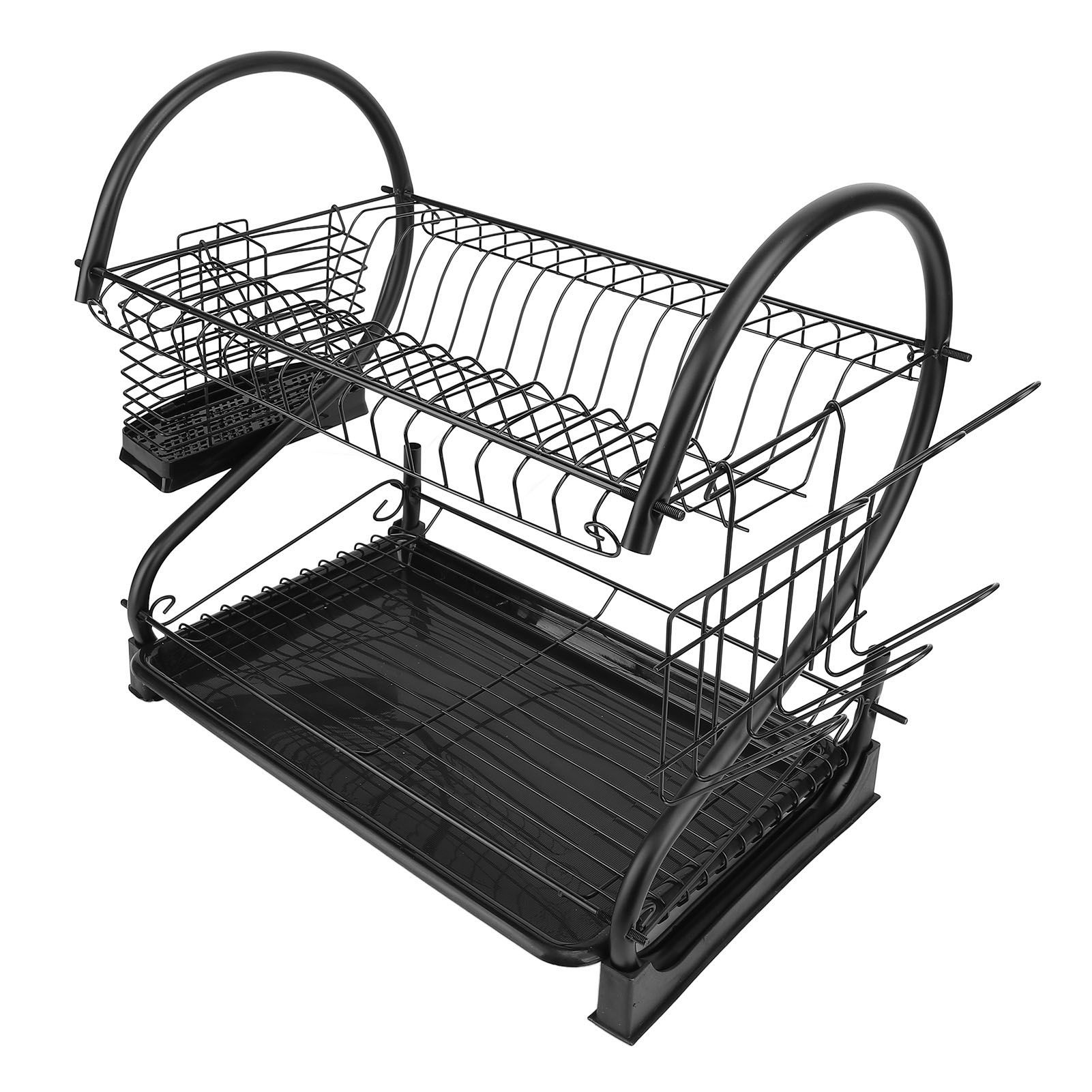 Dish Drying Rack 2 Tier Iron Space Saving Large Capacity Dish Dryer Storage view 9