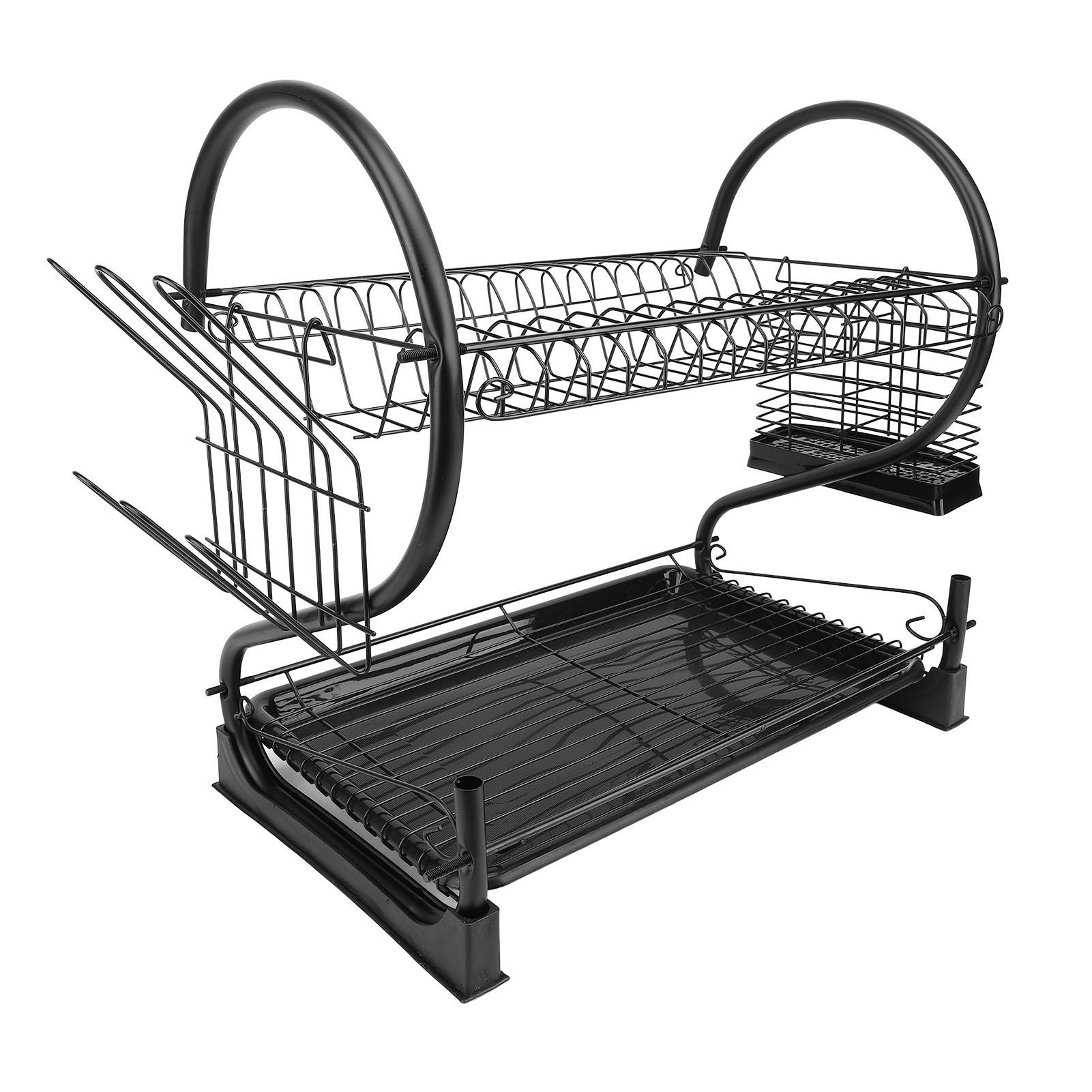 Dish Drying Rack 2 Tier Iron Space Saving Large Capacity Dish Dryer Storage view 11