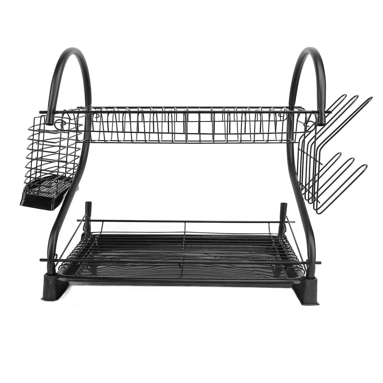Dish Drying Rack 2 Tier Iron Space Saving Large Capacity Dish Dryer Storage view 12