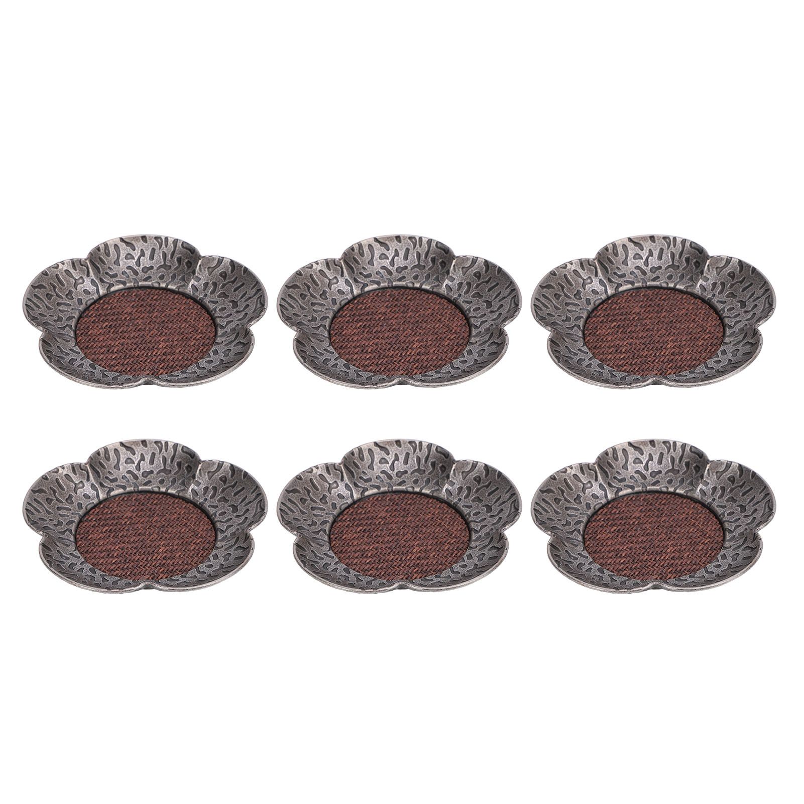 6pcs Coaster Heat Resistant Retro Hammered Zinc Alloy Cup Mat for Tea Cup view 3