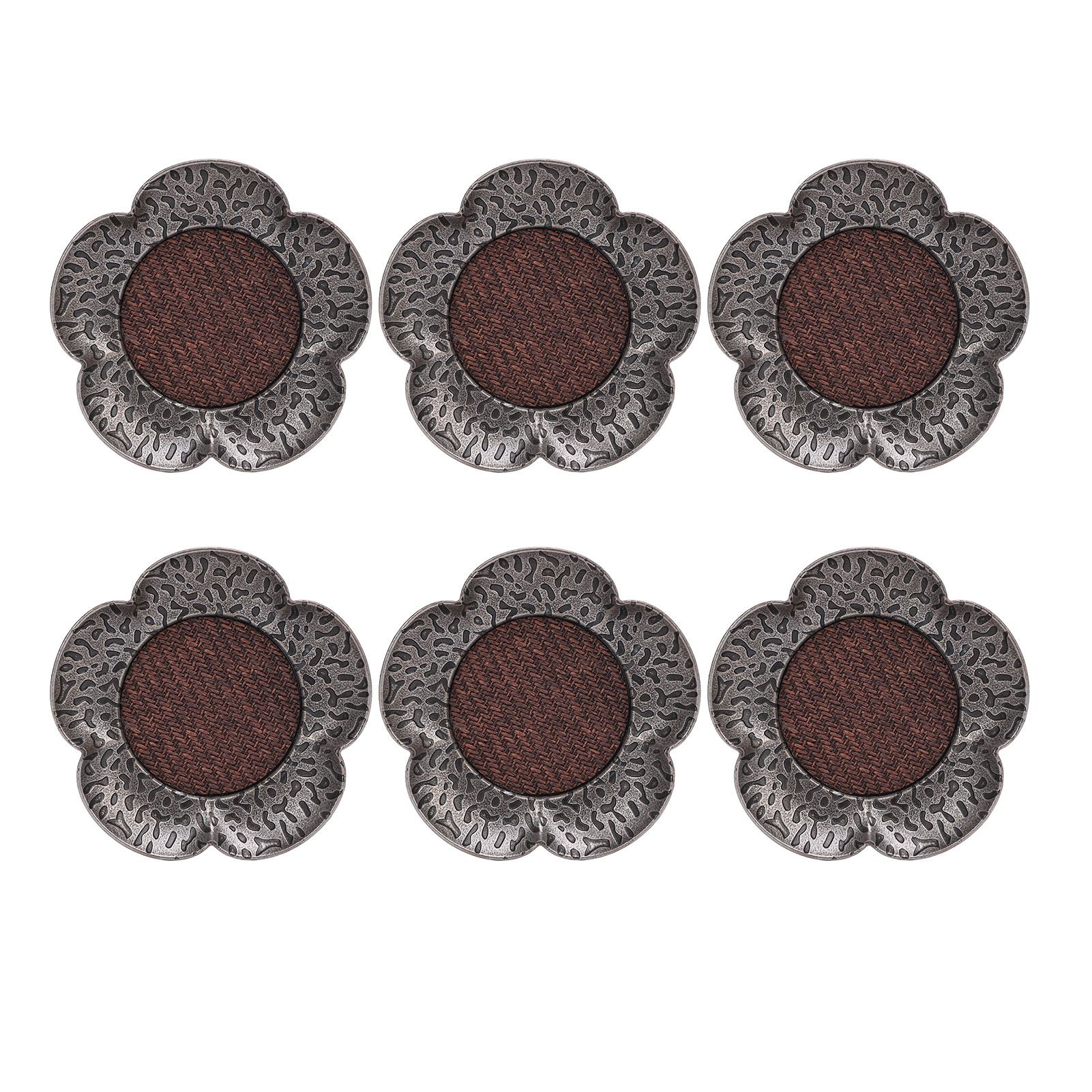 6pcs Coaster Heat Resistant Retro Hammered Zinc Alloy Cup Mat for Tea Cup view 6