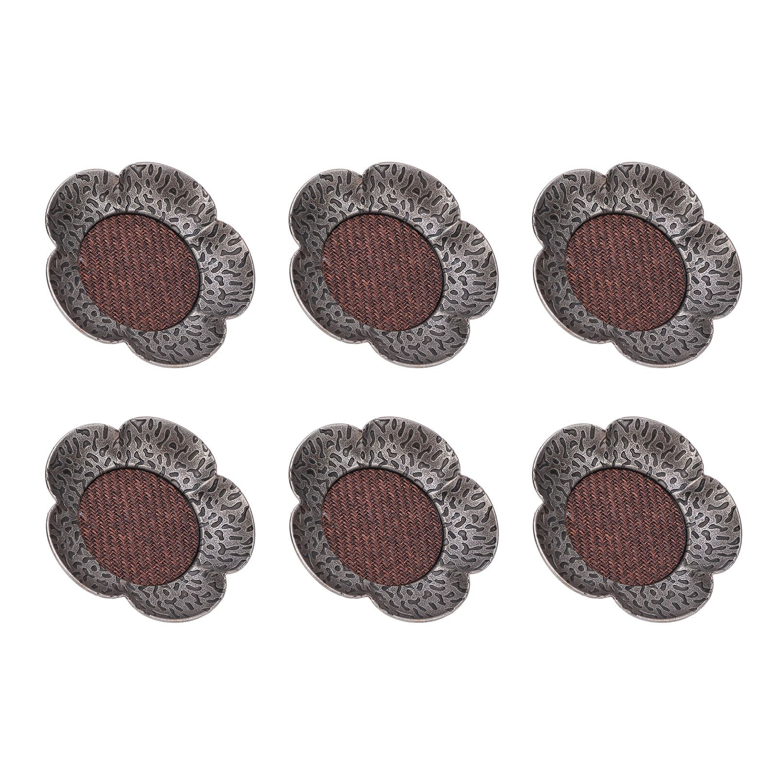 6pcs Coaster Heat Resistant Retro Hammered Zinc Alloy Cup Mat for Tea Cup view 8
